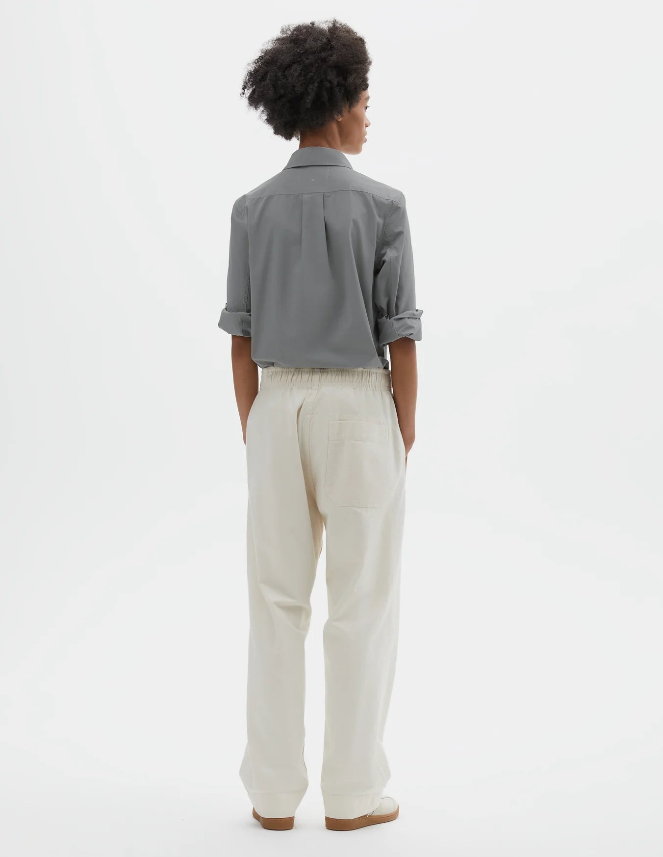 Wide Leg Jogger Workwear Cotton Twill Off White