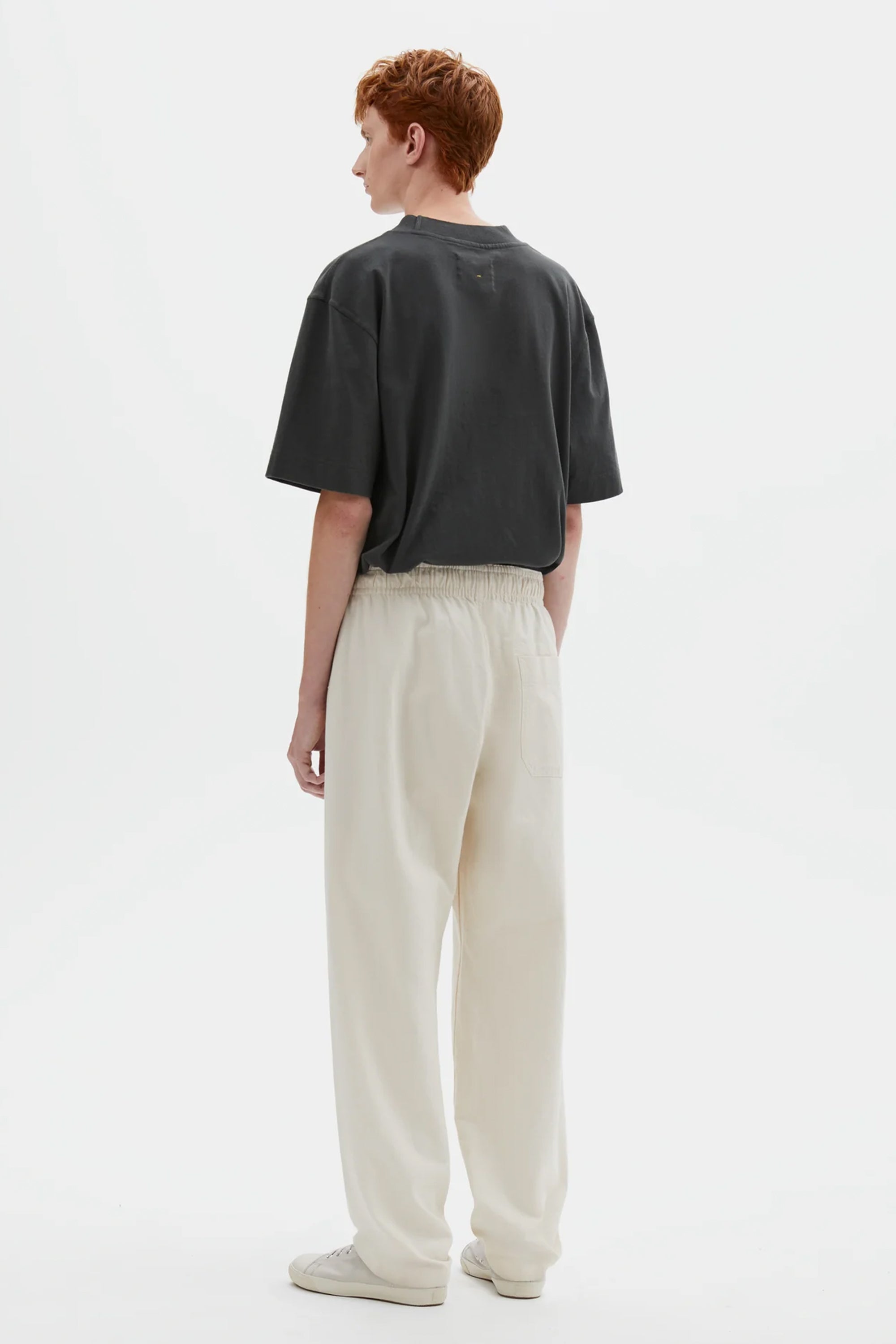 Wide Leg Joggers Workwear Cotton Twill Off White