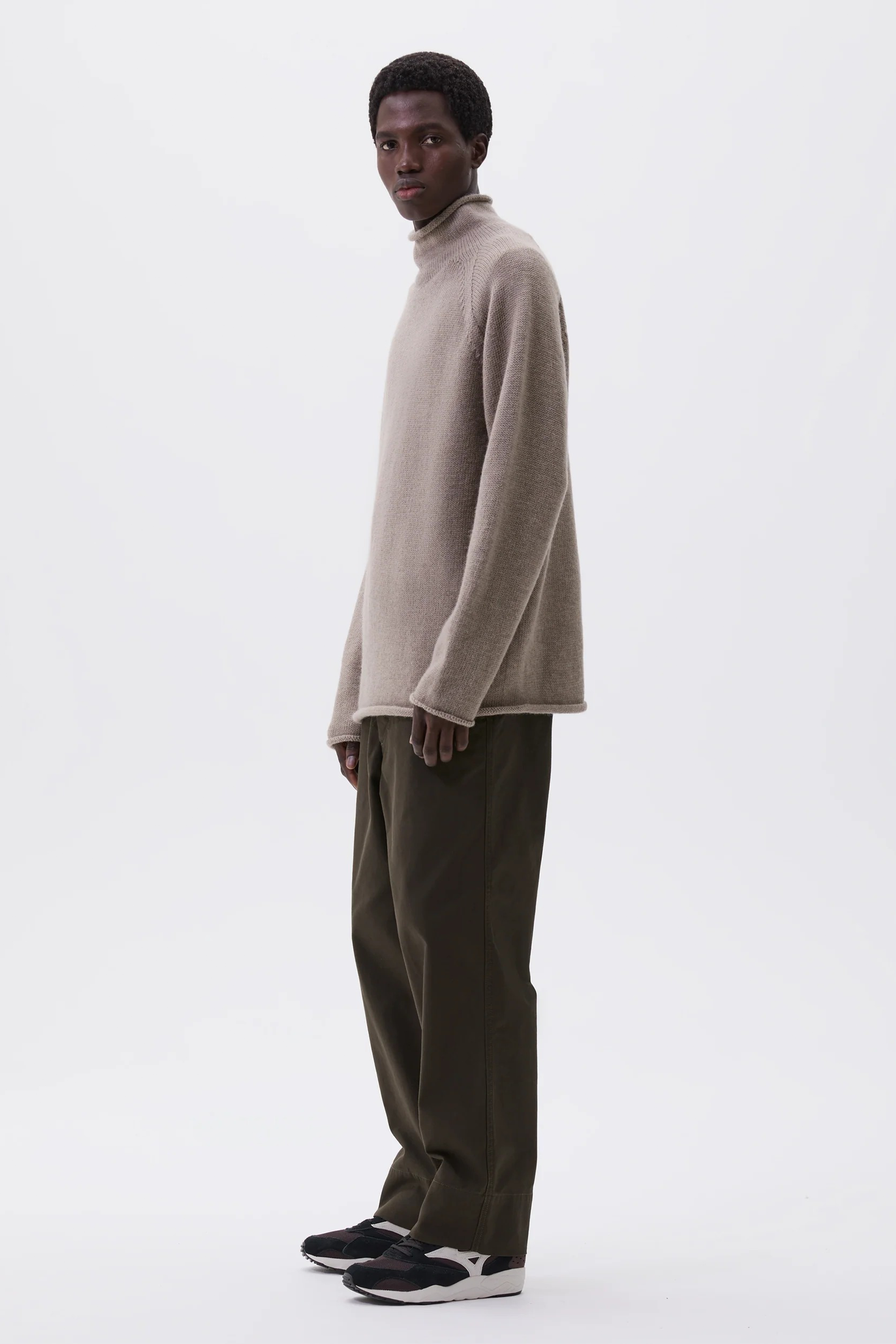 Wide Waistband Trousers Dry Cotton Gabardine Cedar_1