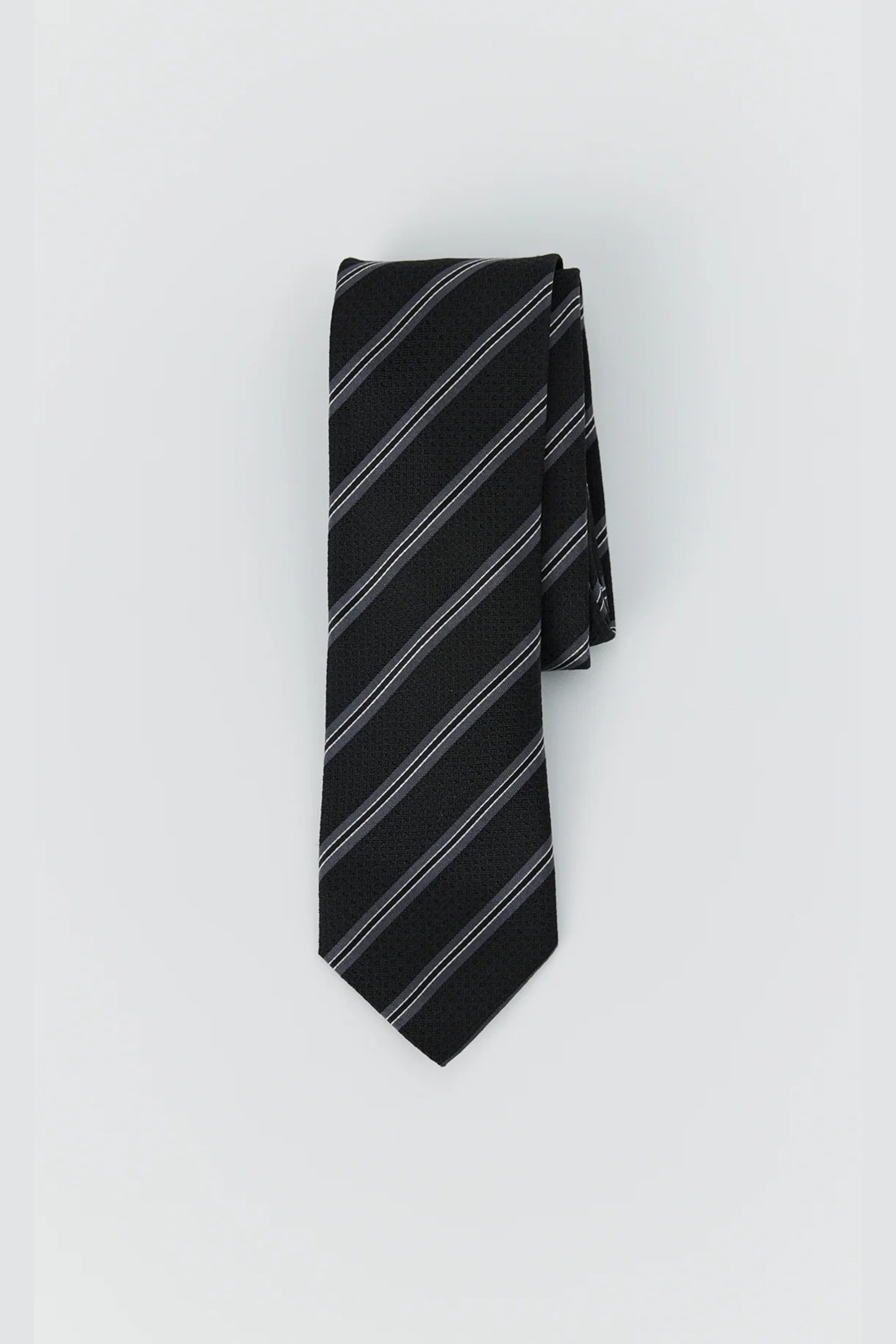Banquet Tie Black Fine Stripe