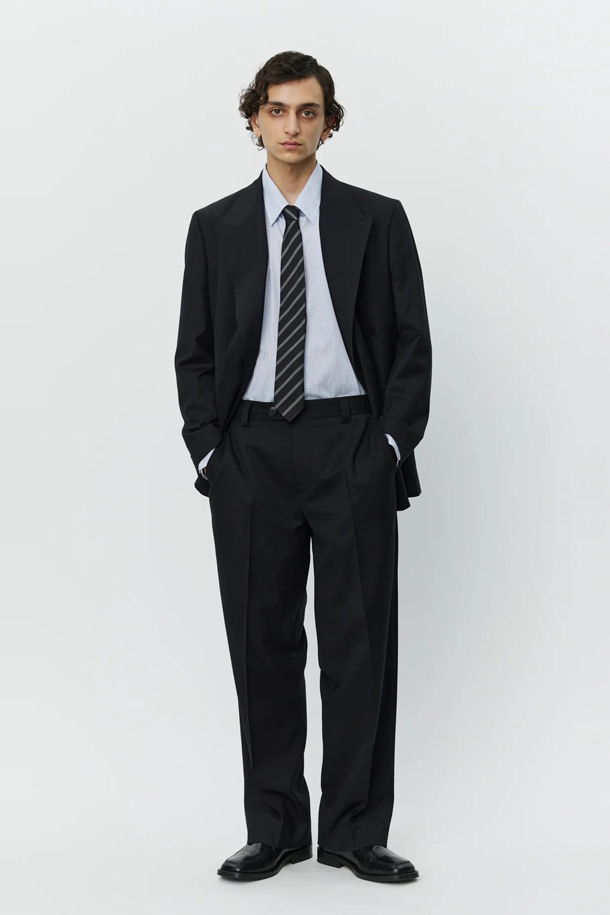 Banquet Tie Black Fine Stripe