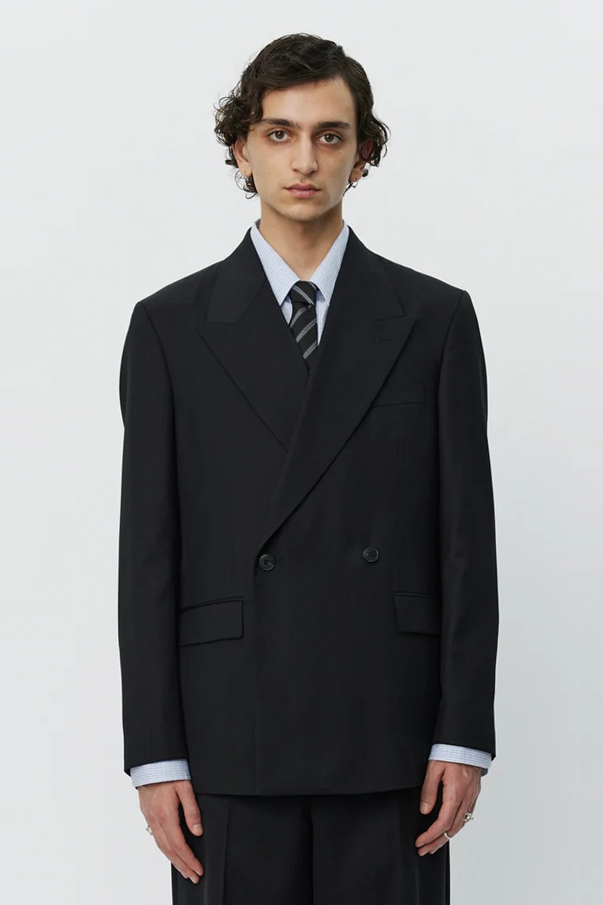 Banquet Tie Black Fine Stripe