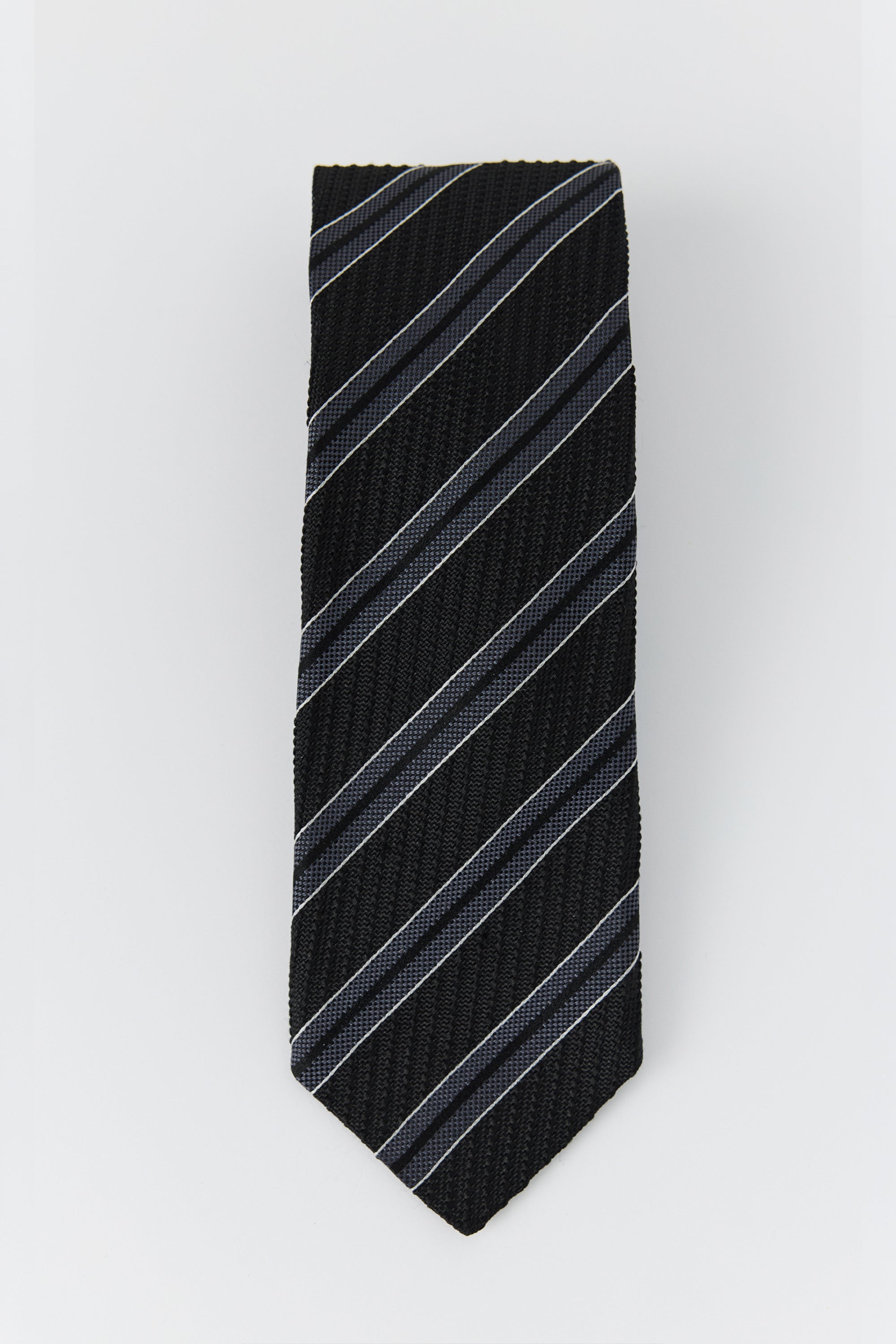 Banquet Tie Dark Grey Retro Stripe