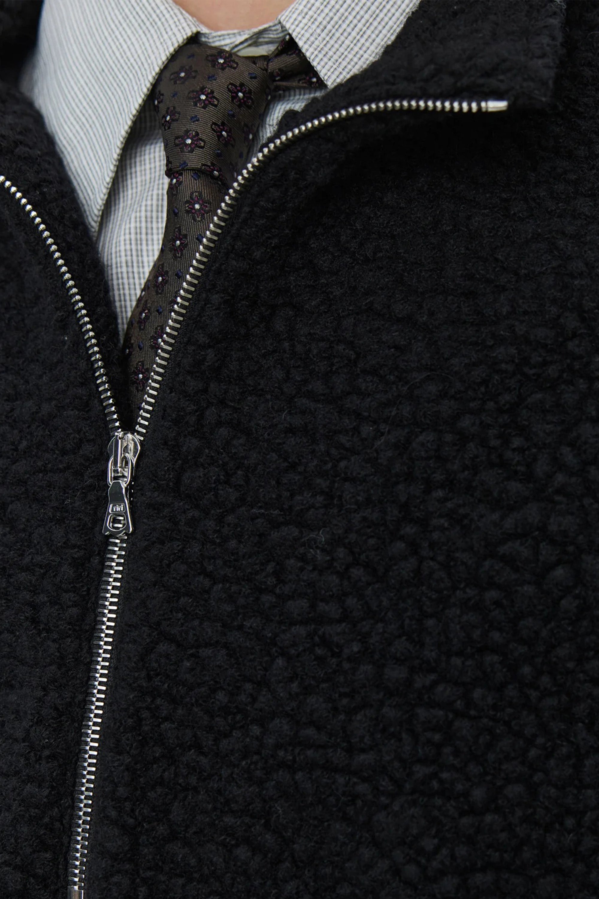 Common Half Zip Sweater Black Fuzzy Fleece_4