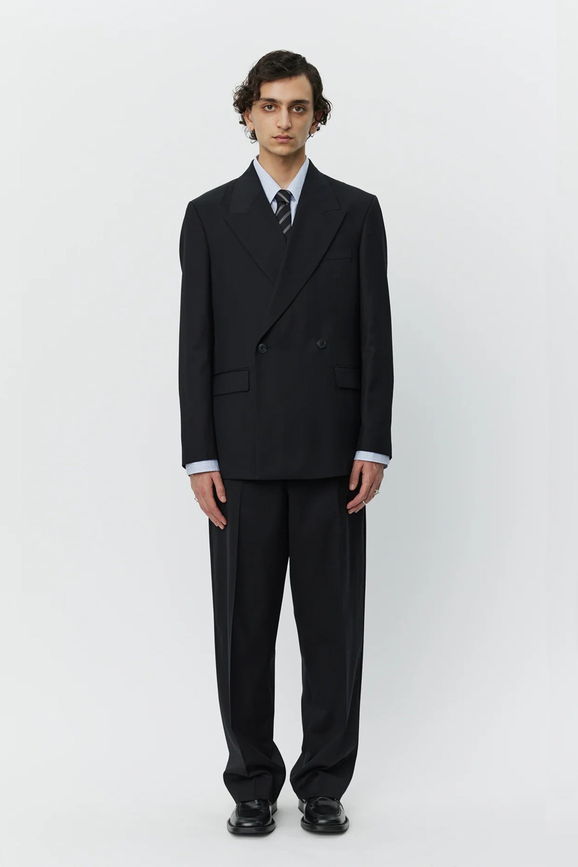 Double Breasted Blazer Black Wool