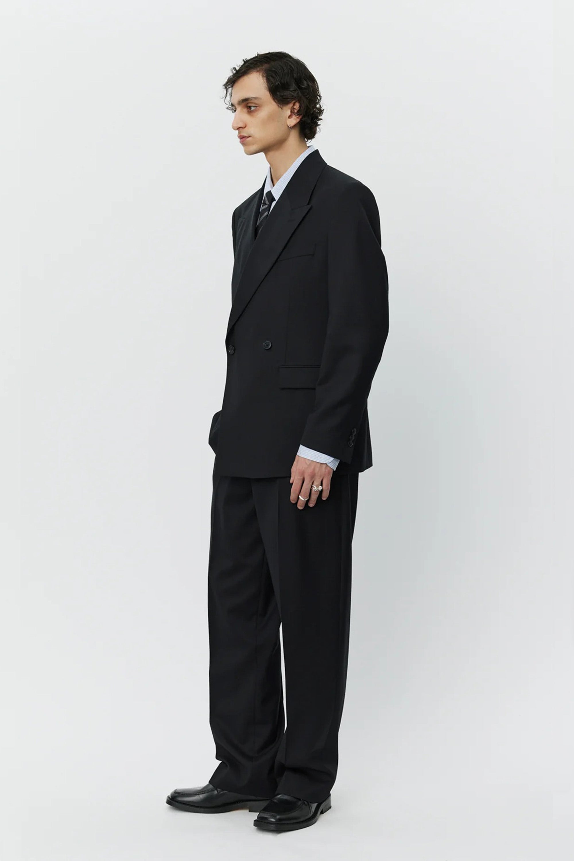 Double Breasted Blazer Black Wool