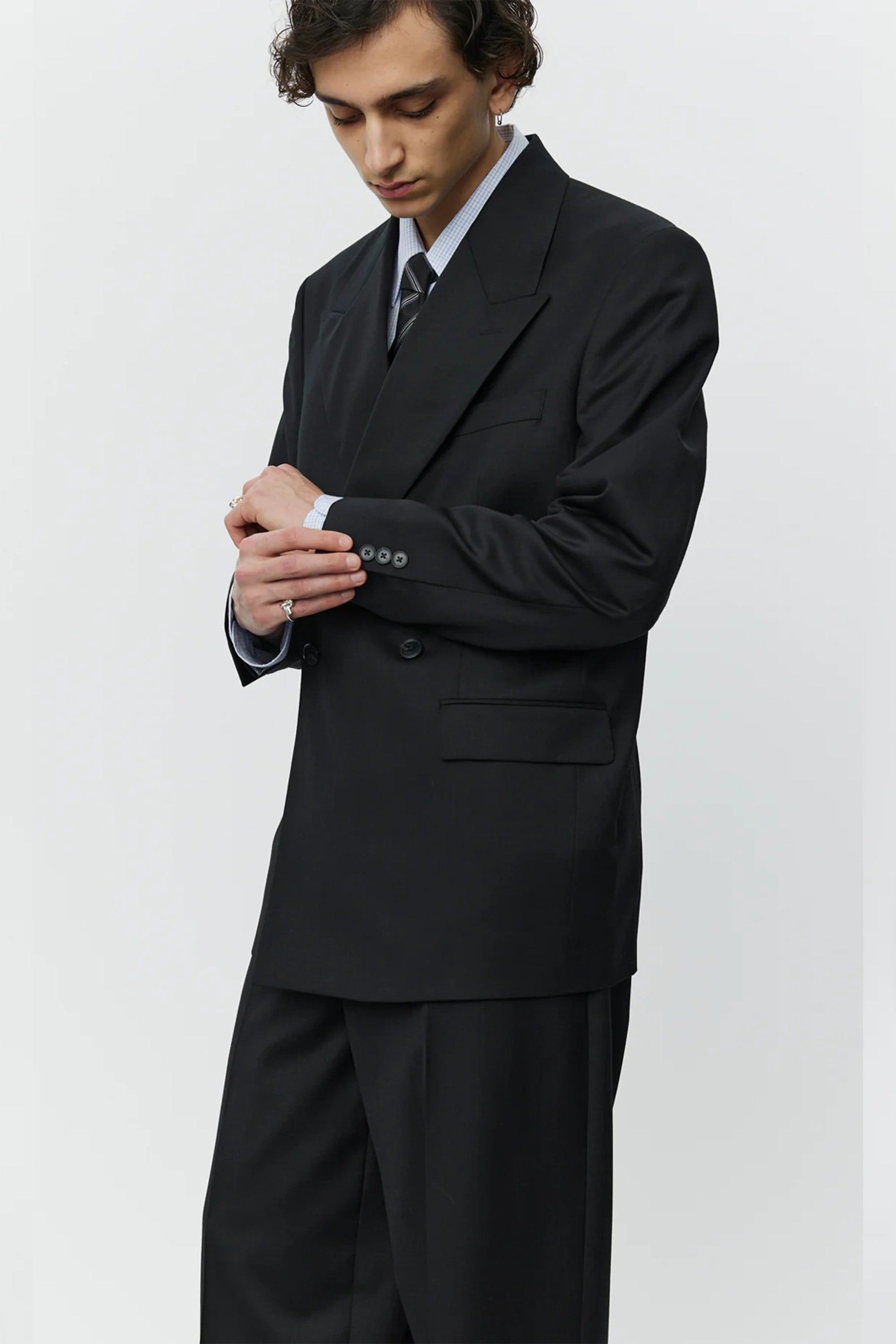 Double Breasted Blazer Black Wool_4