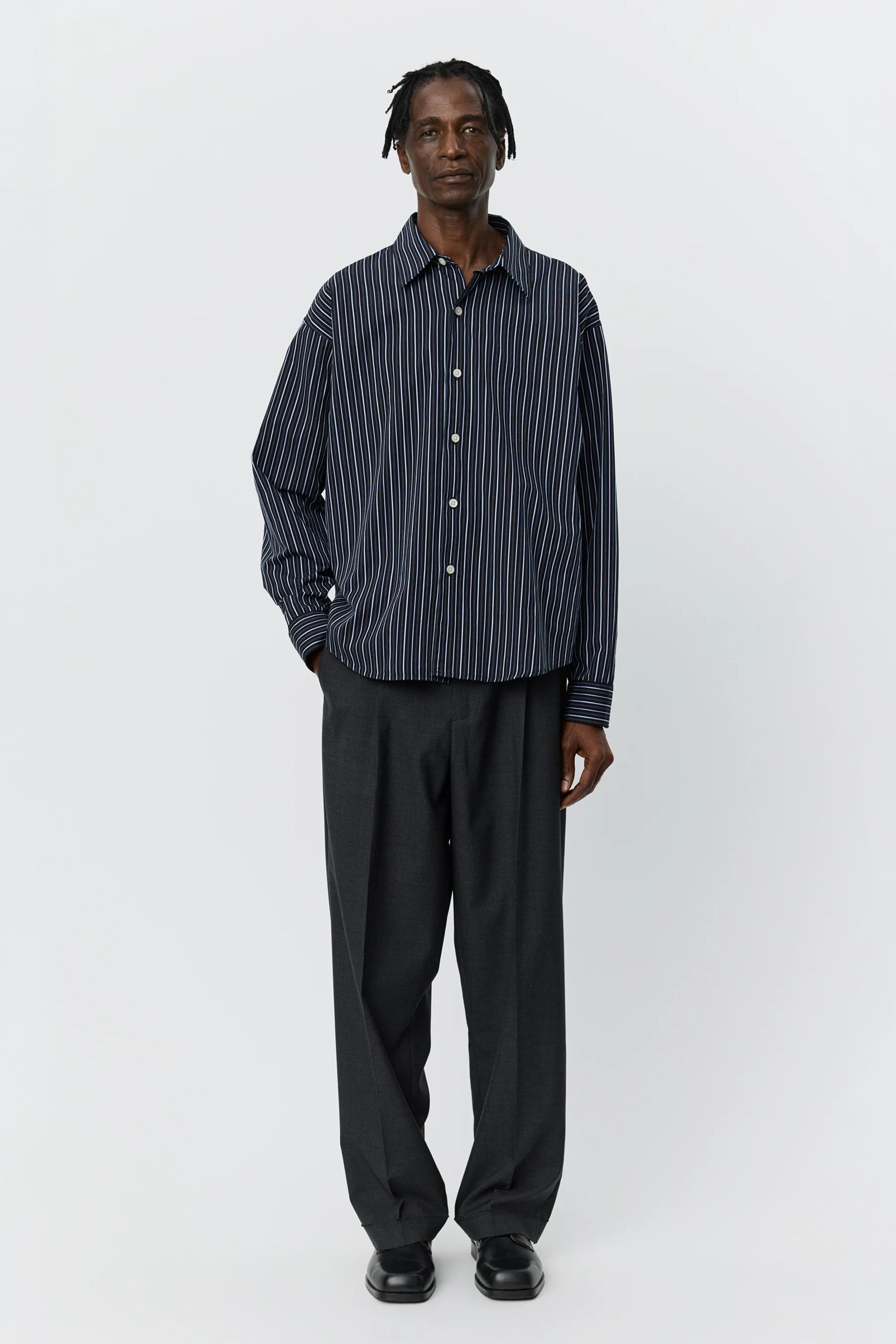 Exact Shirt Black Office Stripe