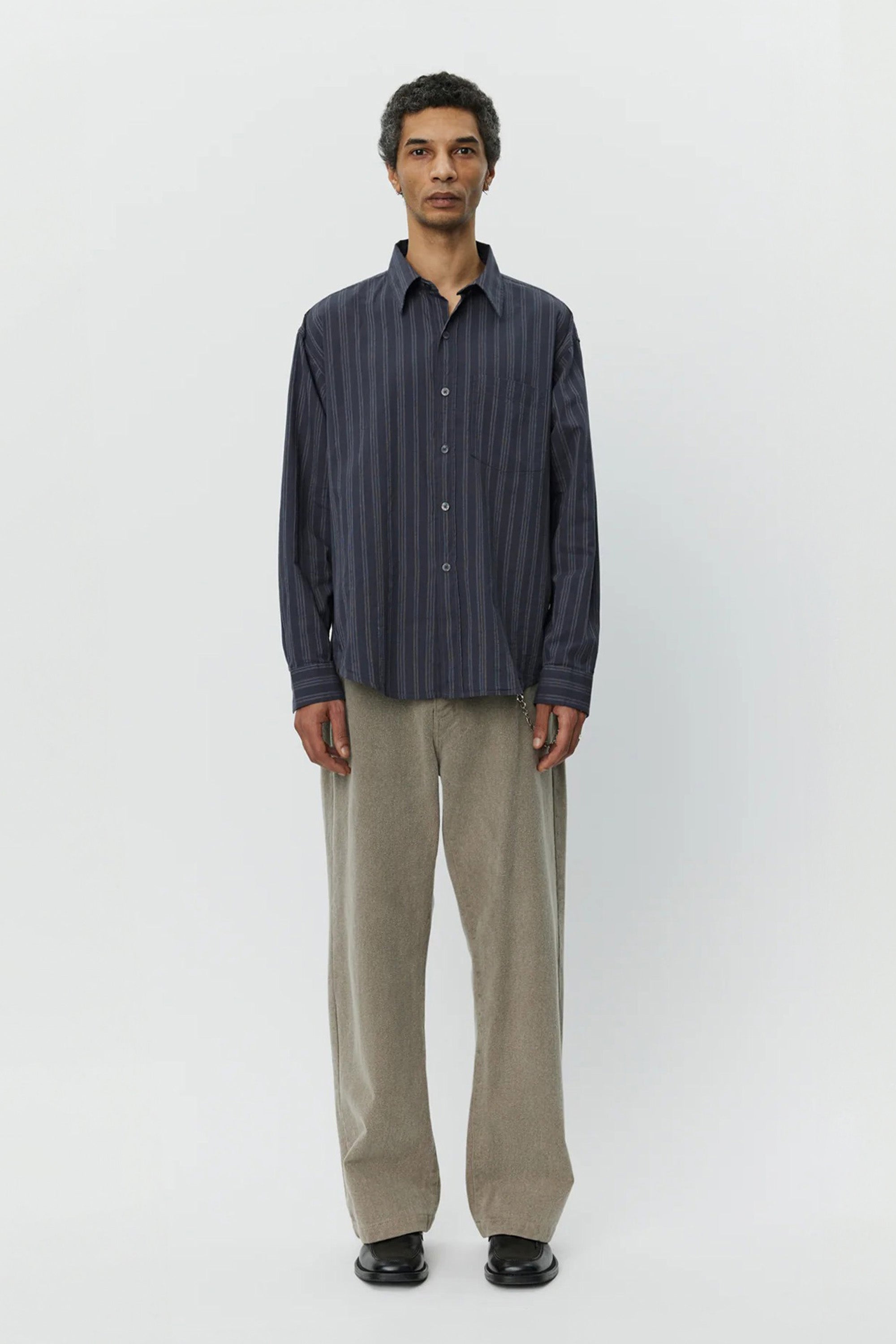 Executive Shirt Dark Grey Double Stripe