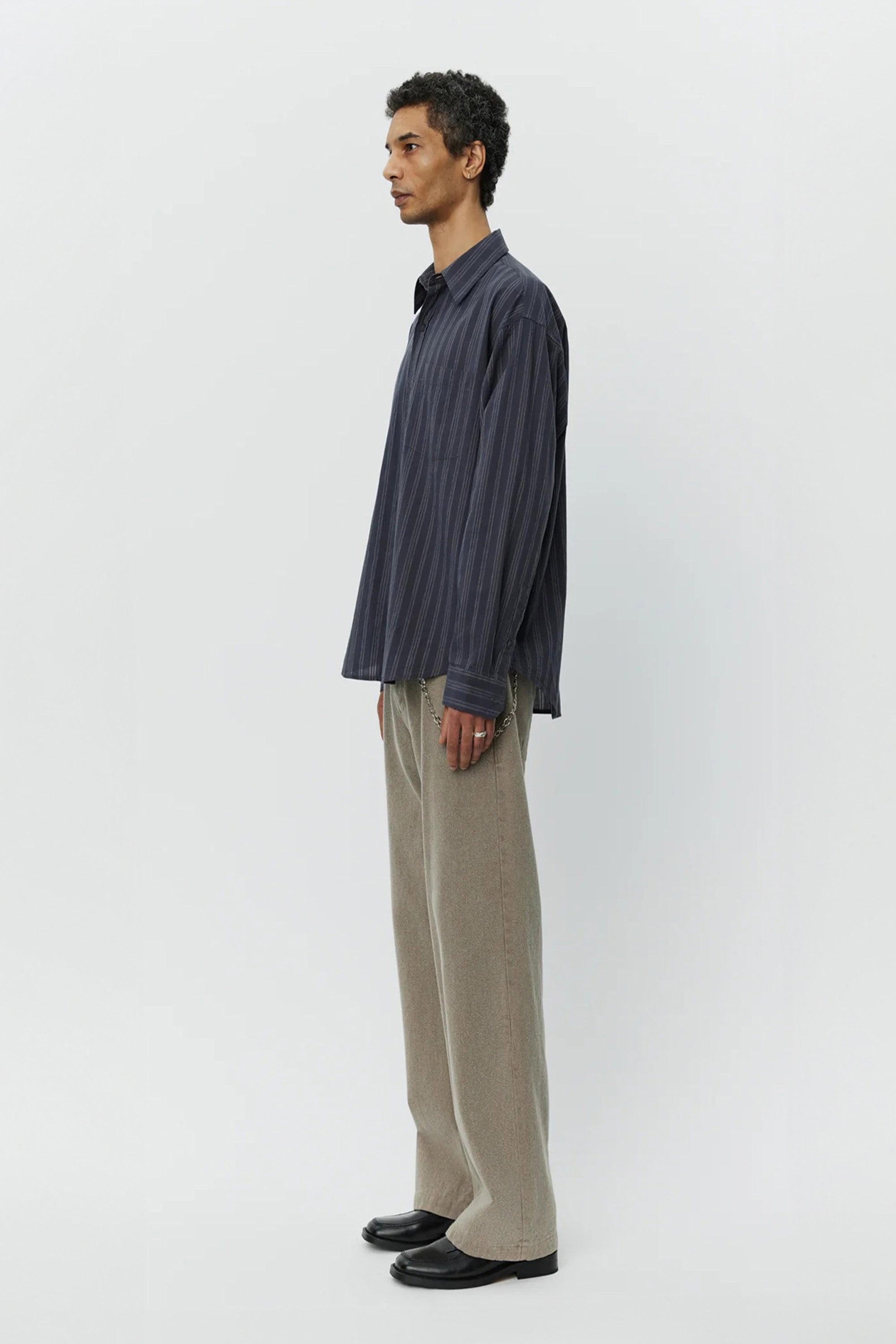 Executive Shirt Dark Grey Double Stripe