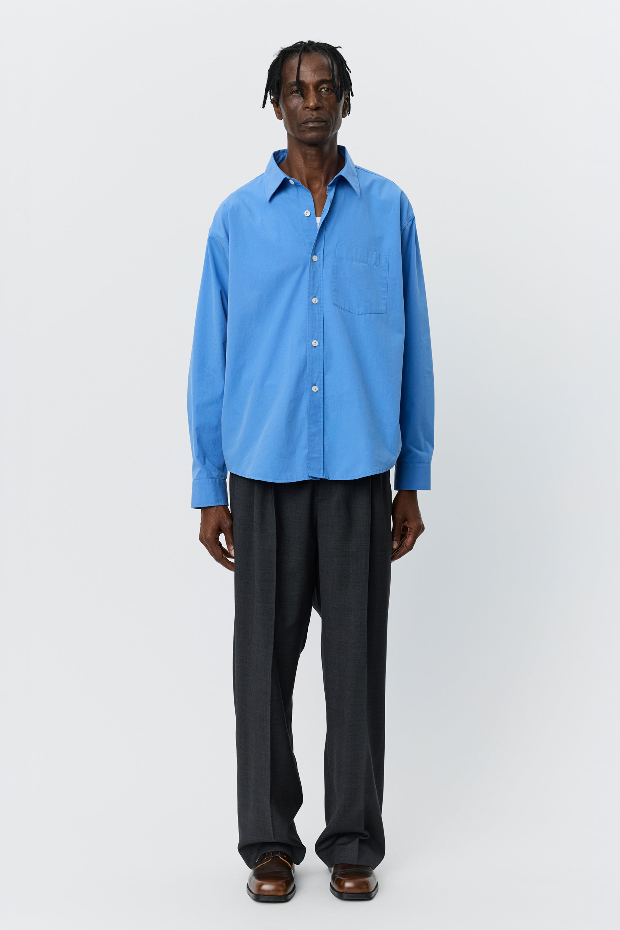 SPORTIVO [Selvedge light oz denim shirt medium washed indigo]