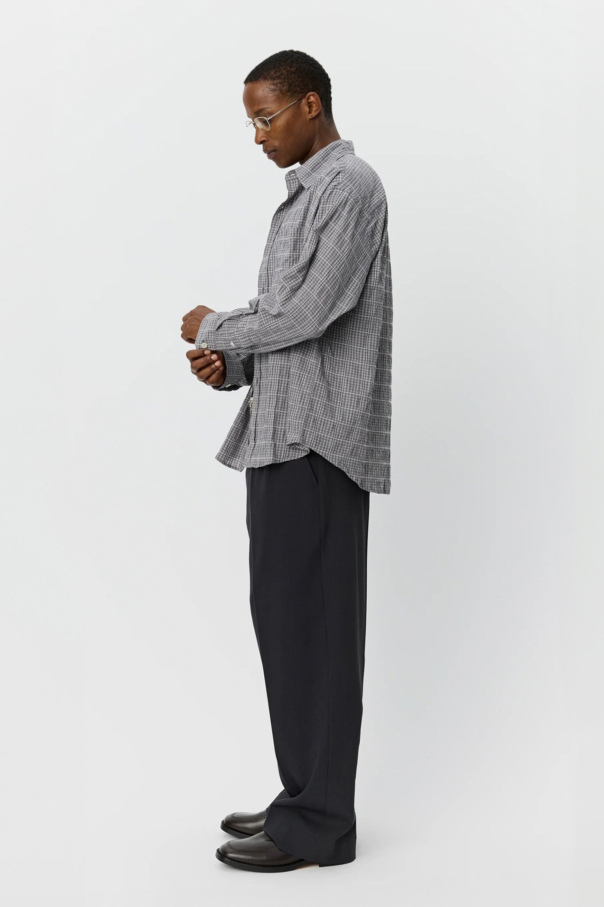 Executive Shirt Grey Textured Check