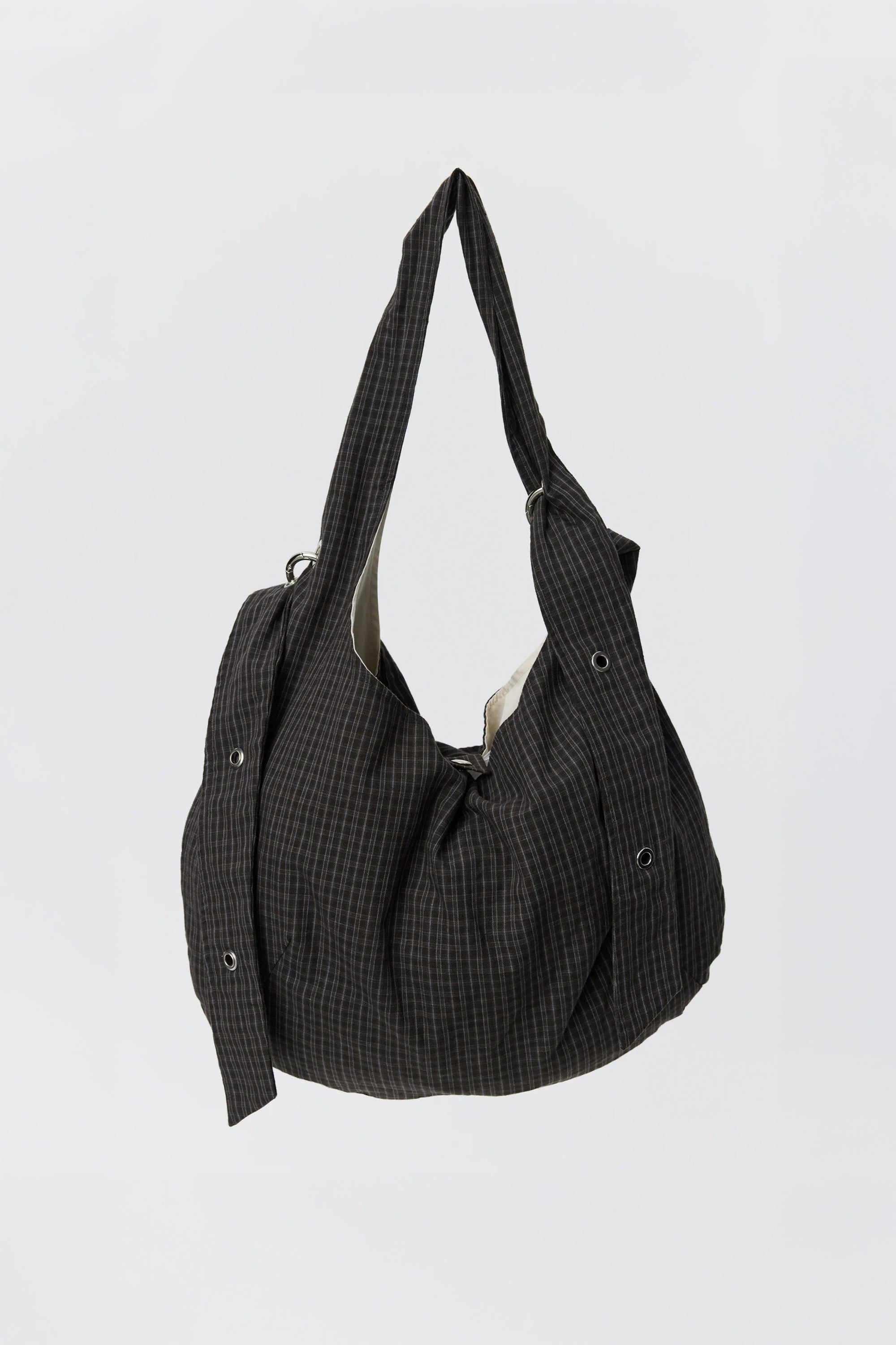 Eyelet Shoulder Bag Dark Linen Check_1