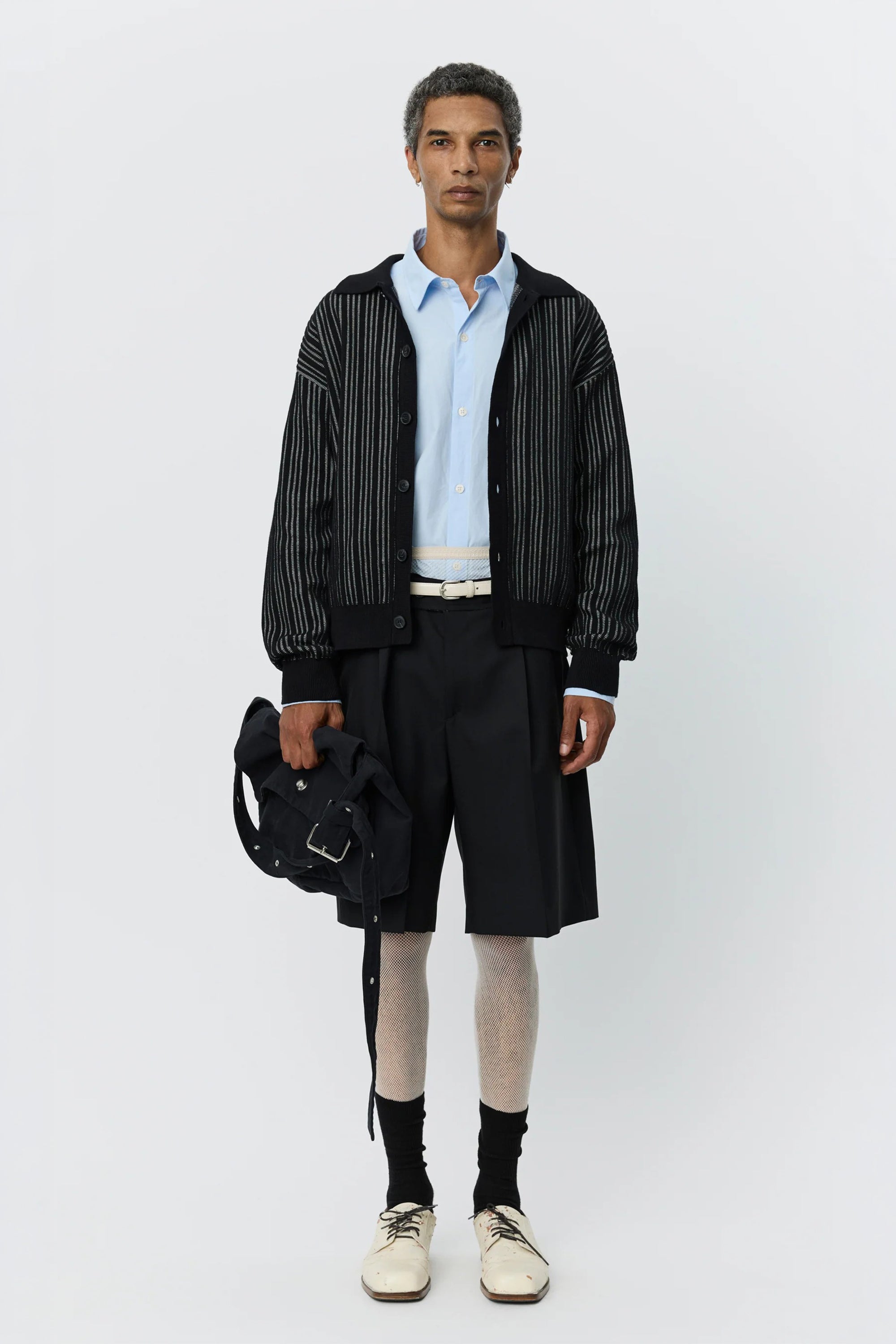 Formal Cardigan Black Stripe