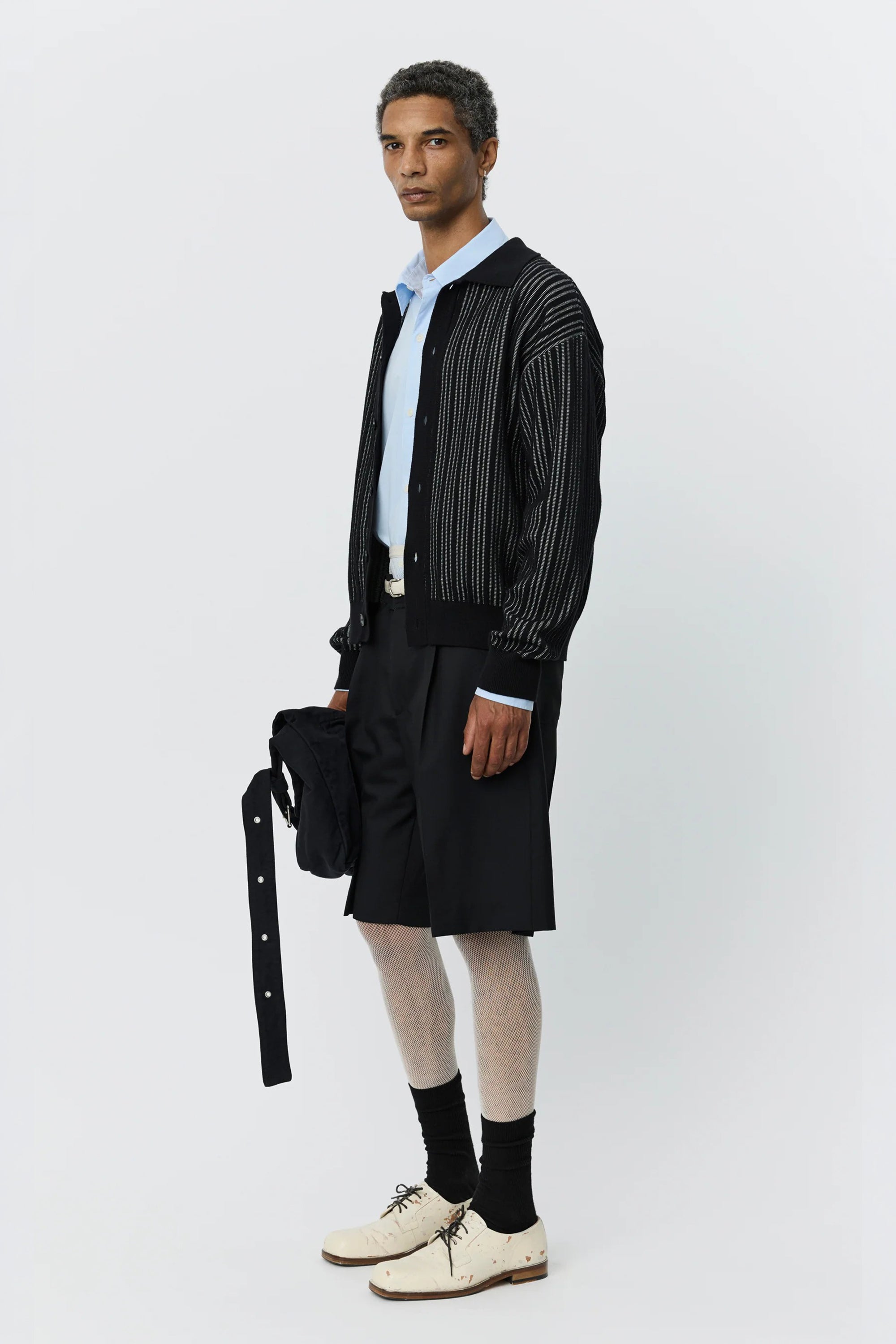 Formal Cardigan Black Stripe_2