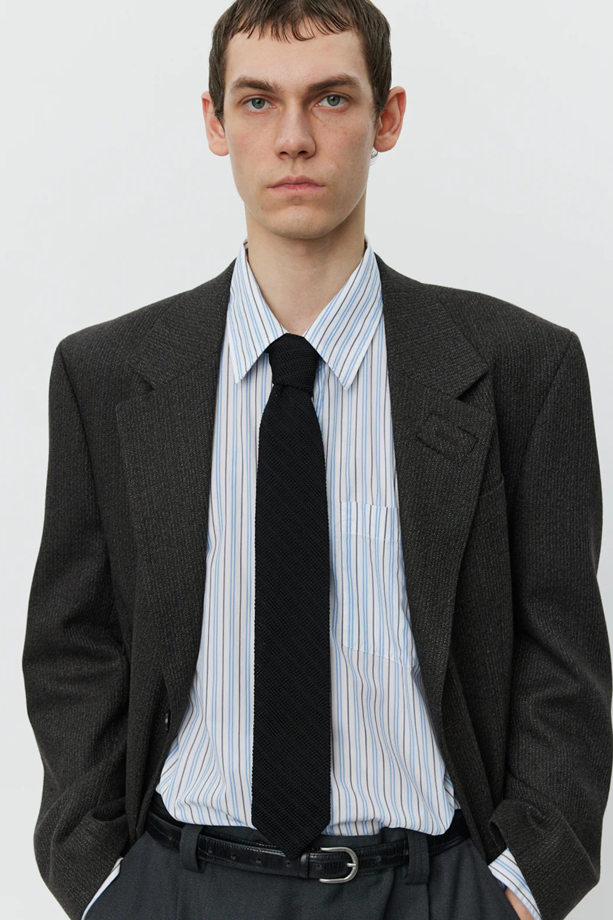 Formal Tie Black Knitted Stripe