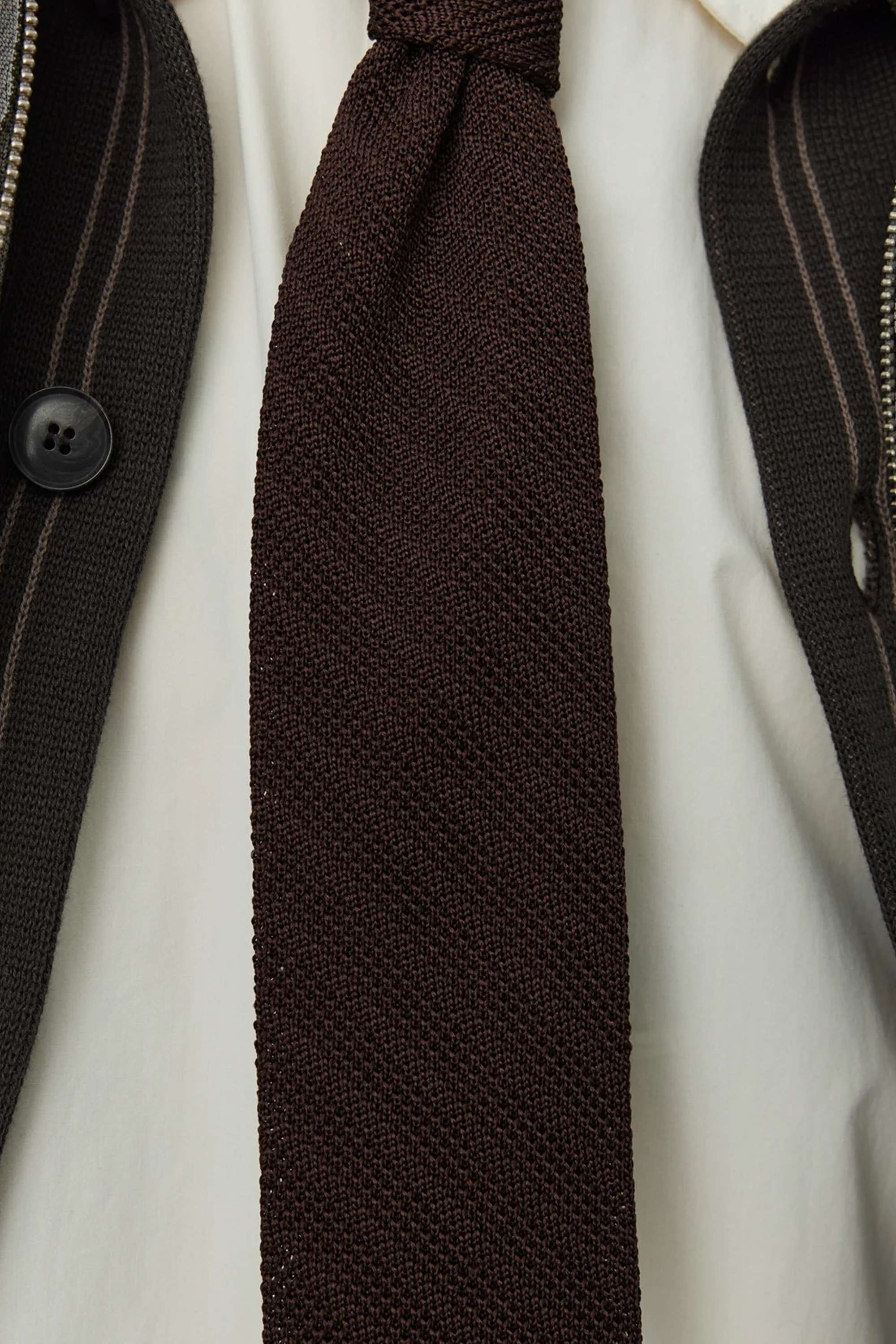 Formal Tie Brown Knitted Stripe