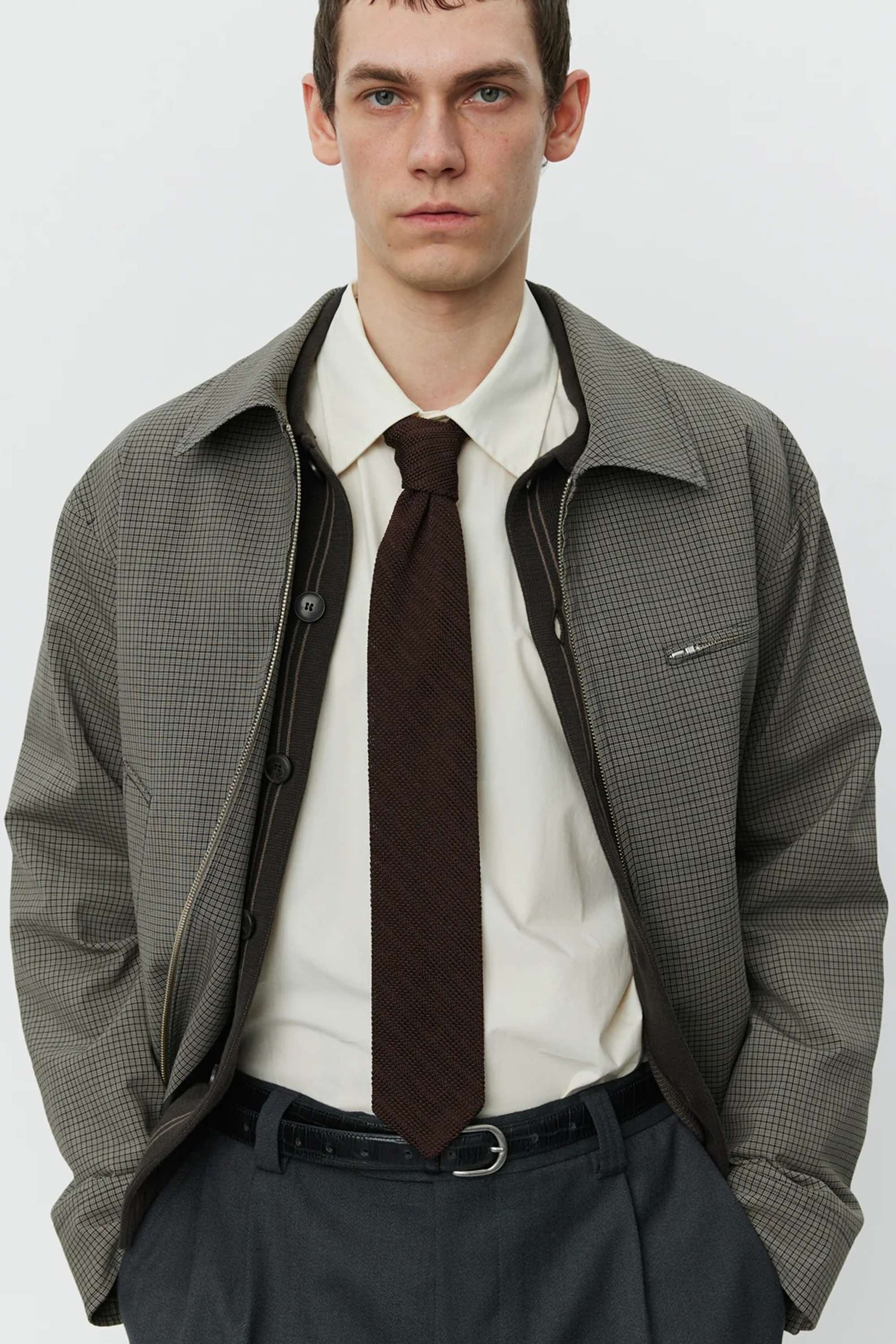 Formal Tie Brown Knitted Stripe