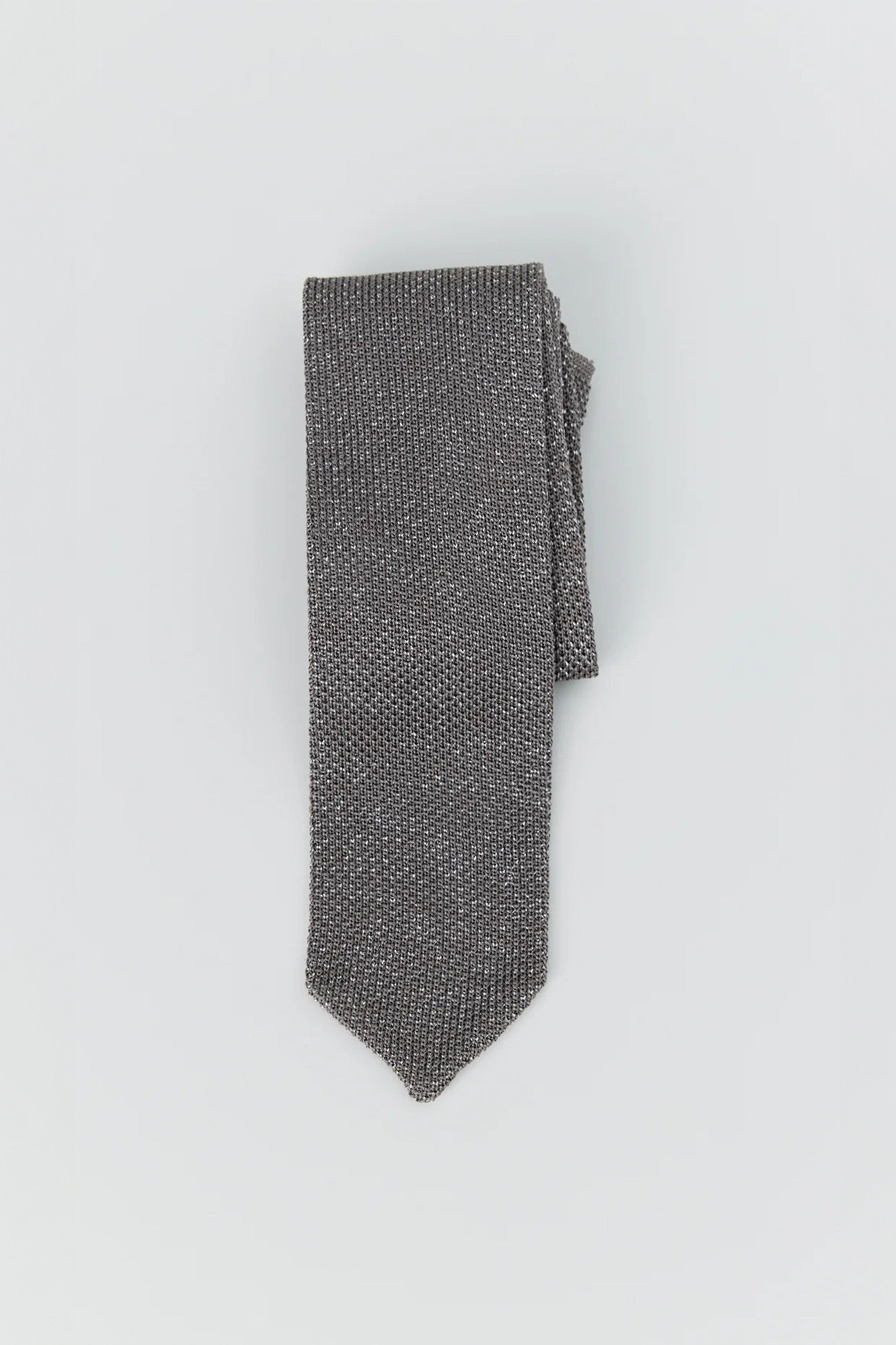 Formal Tie Knitted Silver Sparkle