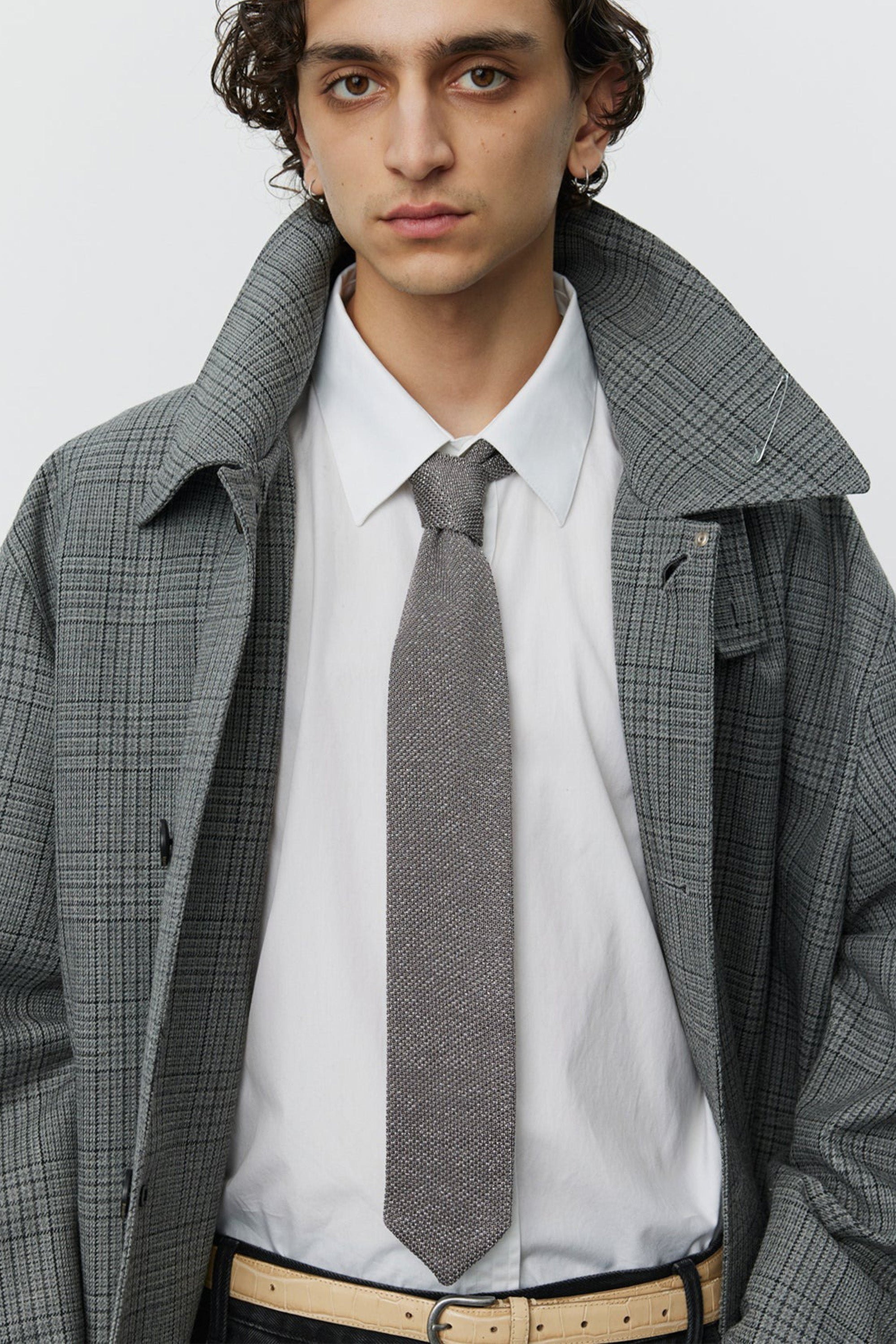 Formal Tie Knitted Silver Sparkle