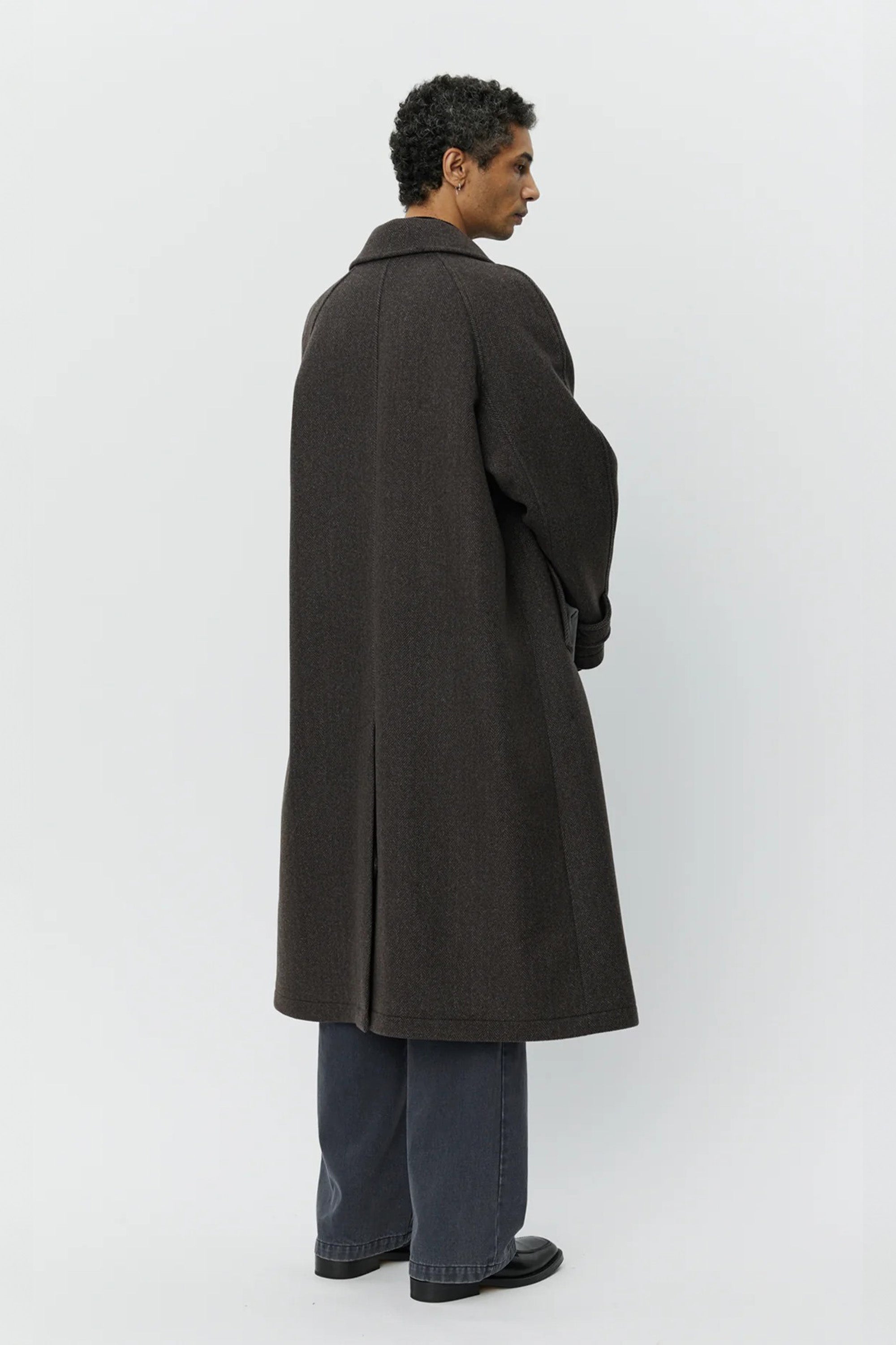 Installation Coat Brown Herringbone Recycled Wool