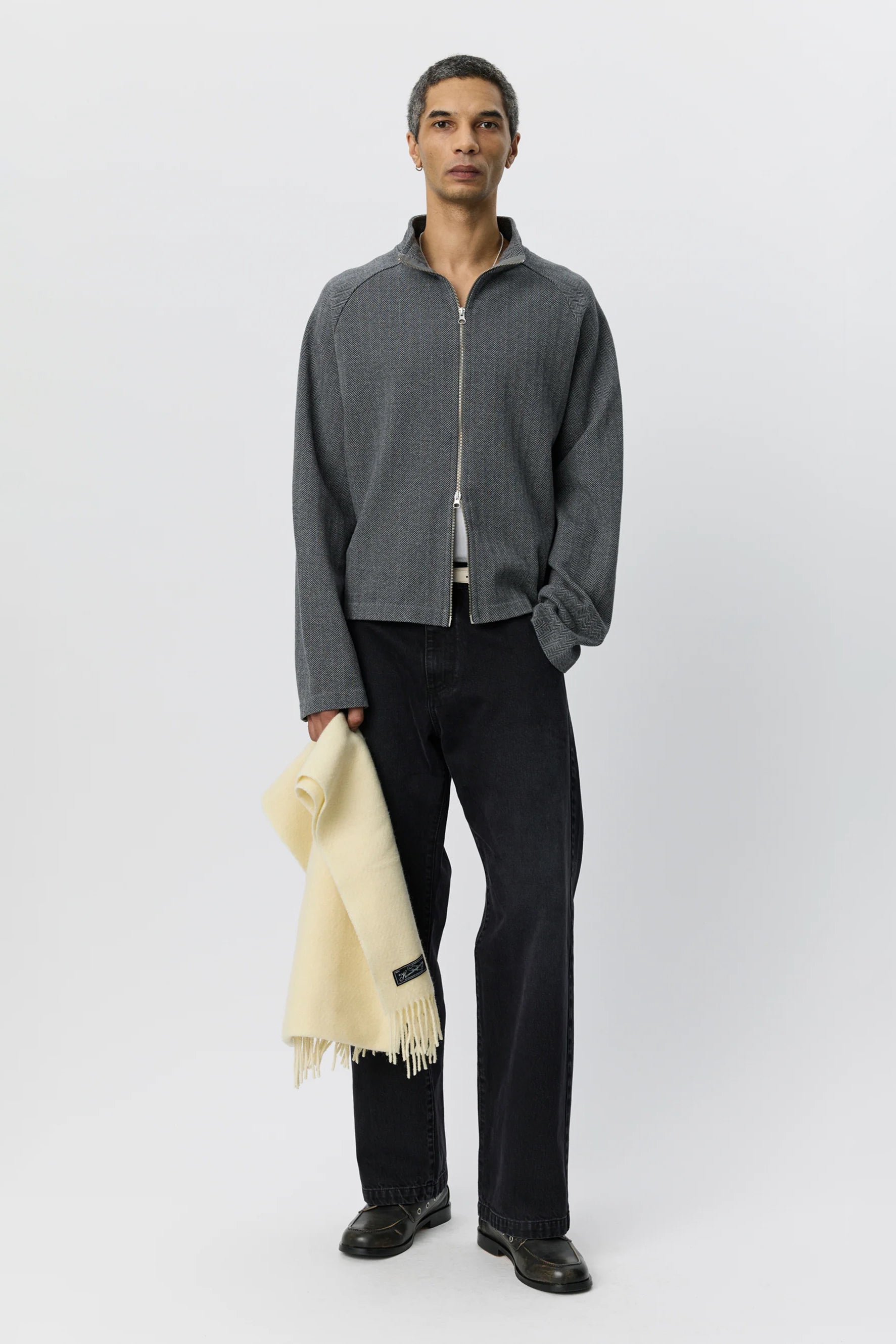 Leisure Zip Up Grey Herringbone_1