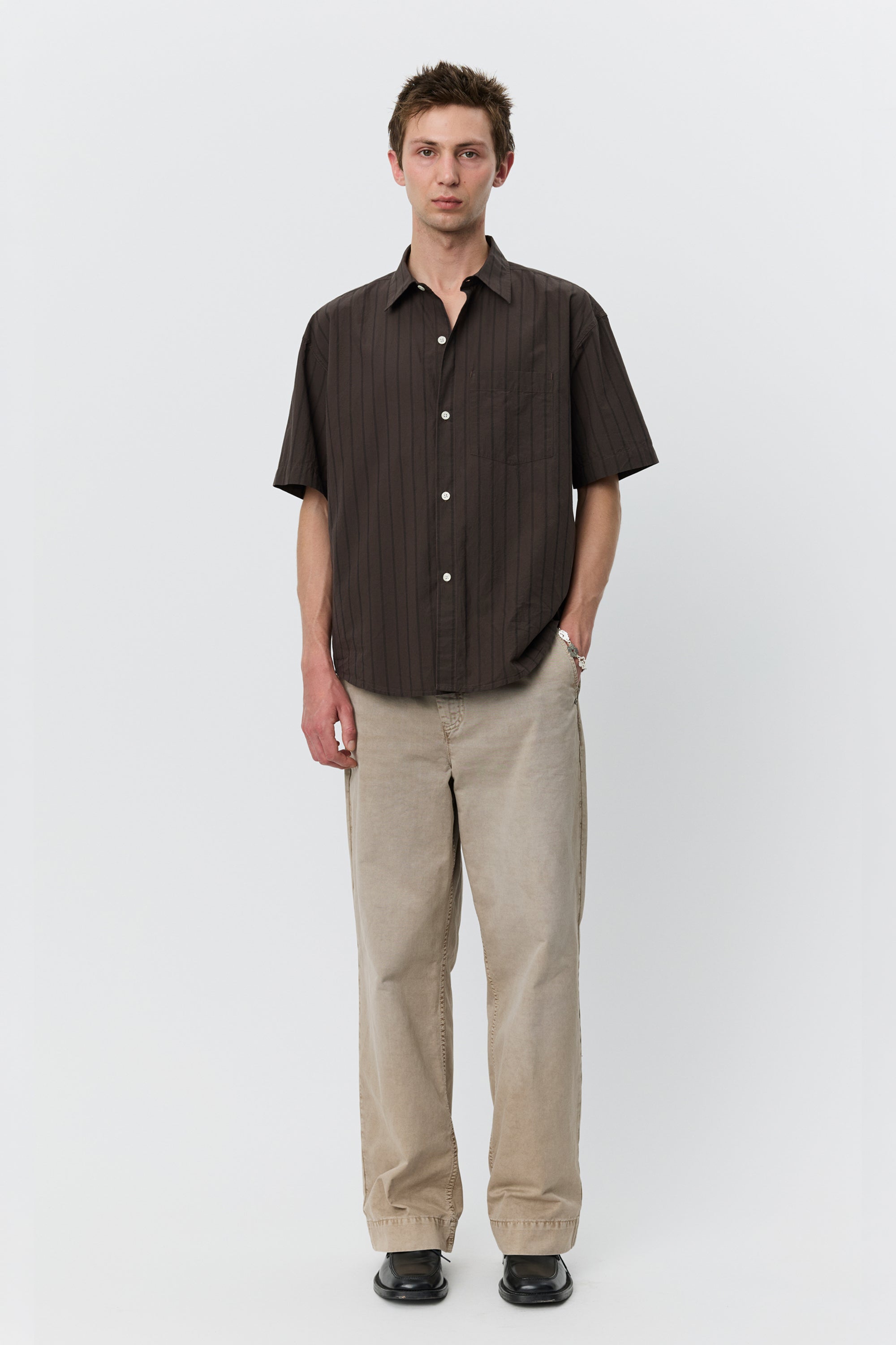 New Input Shirt Dark Brown Triple Stripe