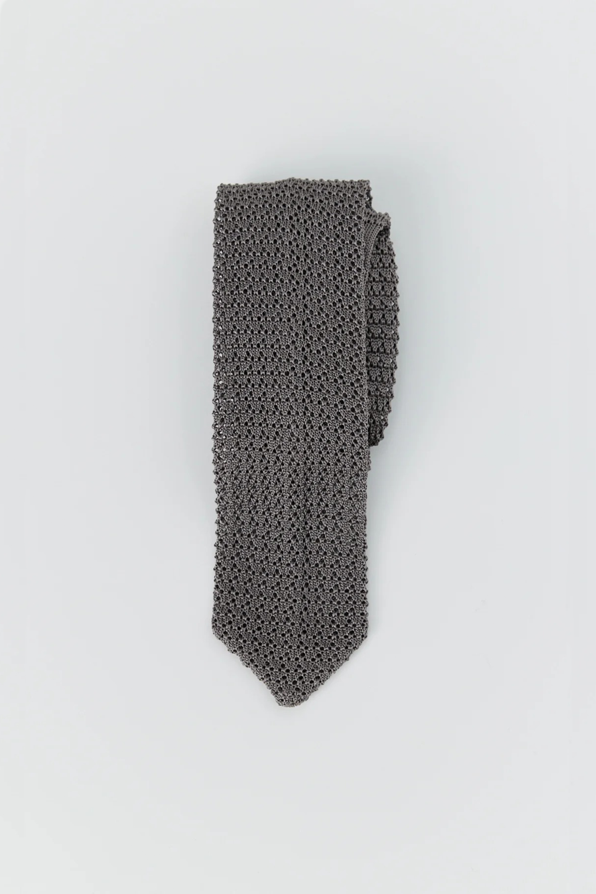 Formal Tie Grey Open Knit