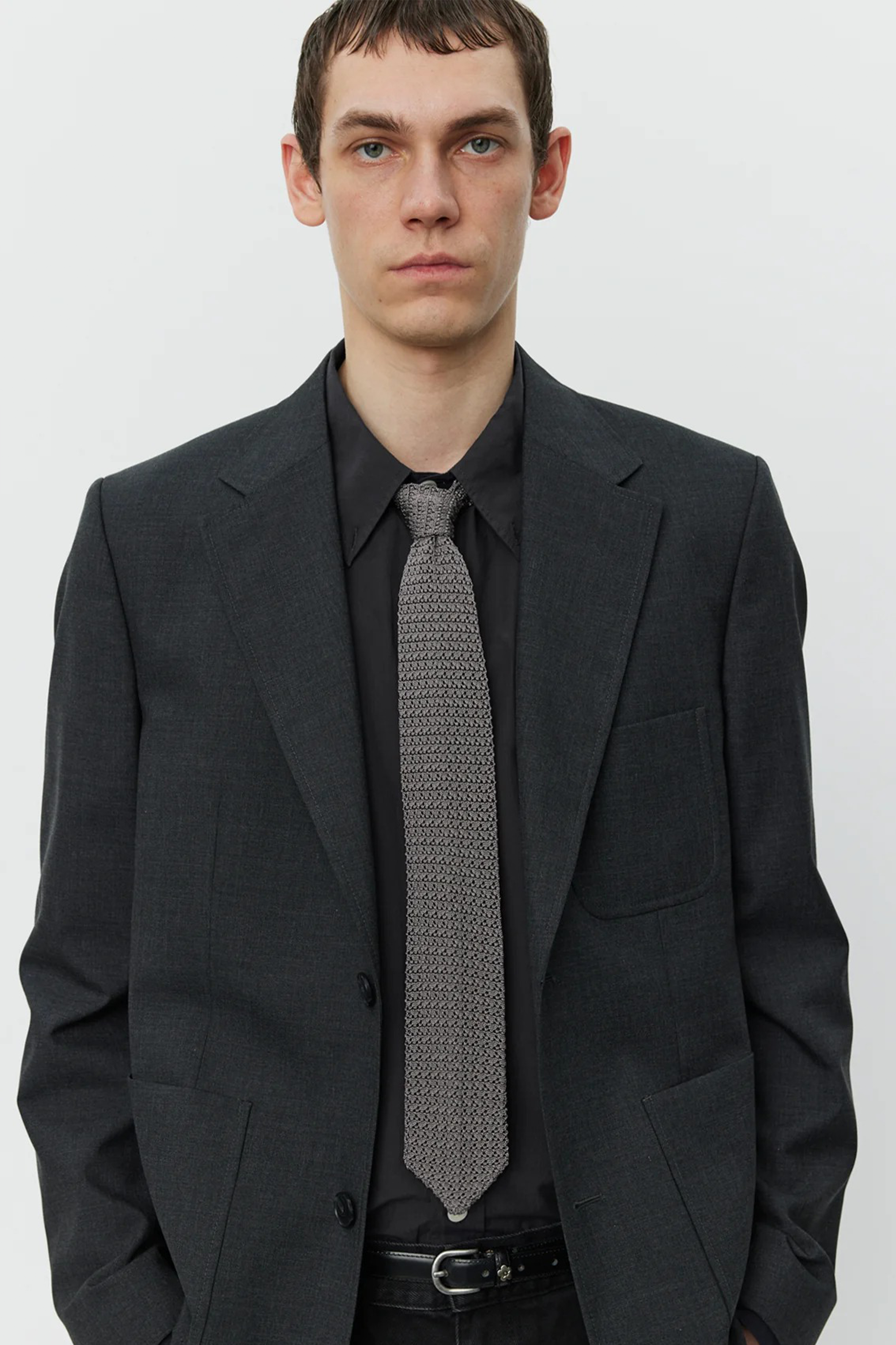 Formal Tie Grey Open Knit