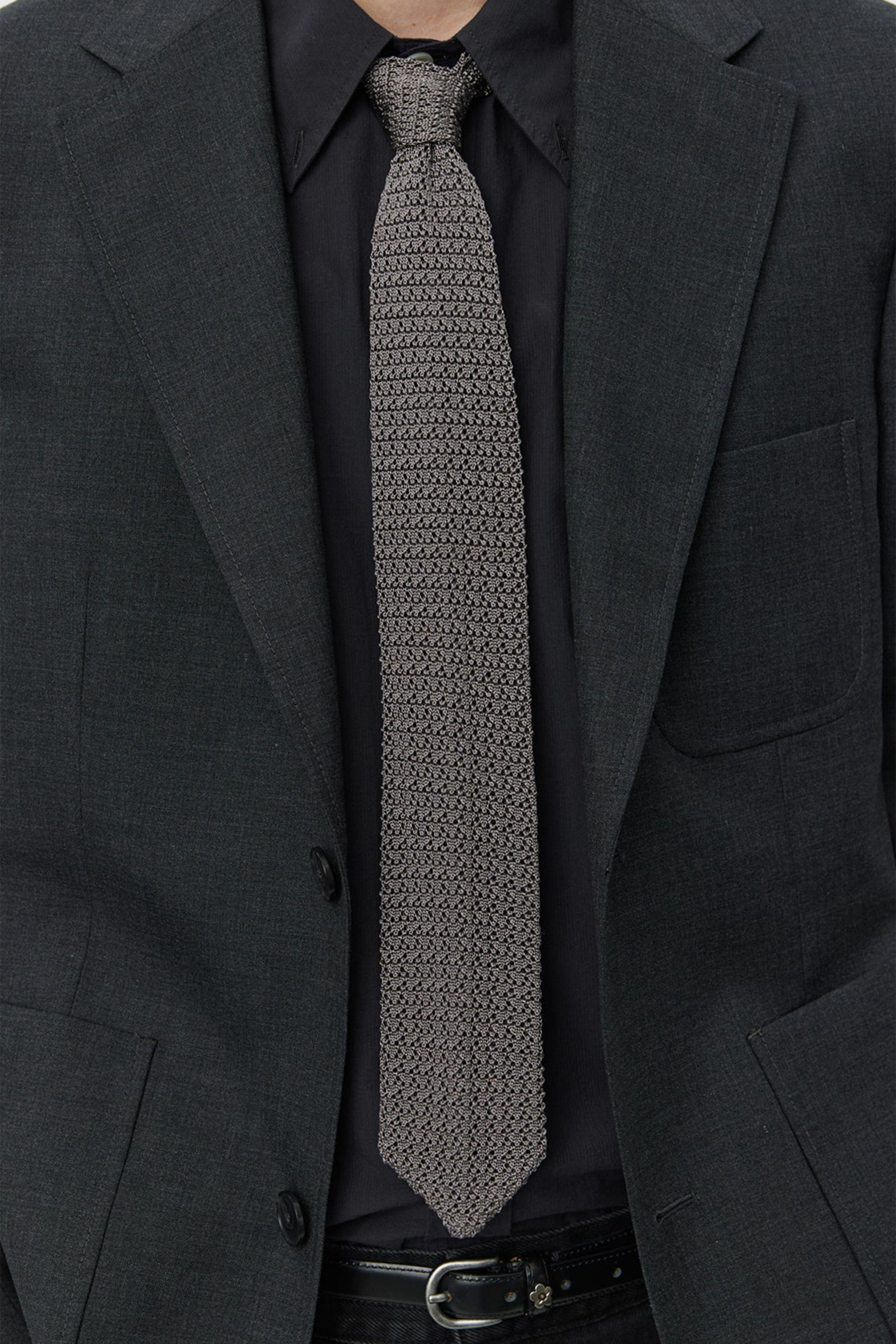 Formal Tie Grey Open Knit