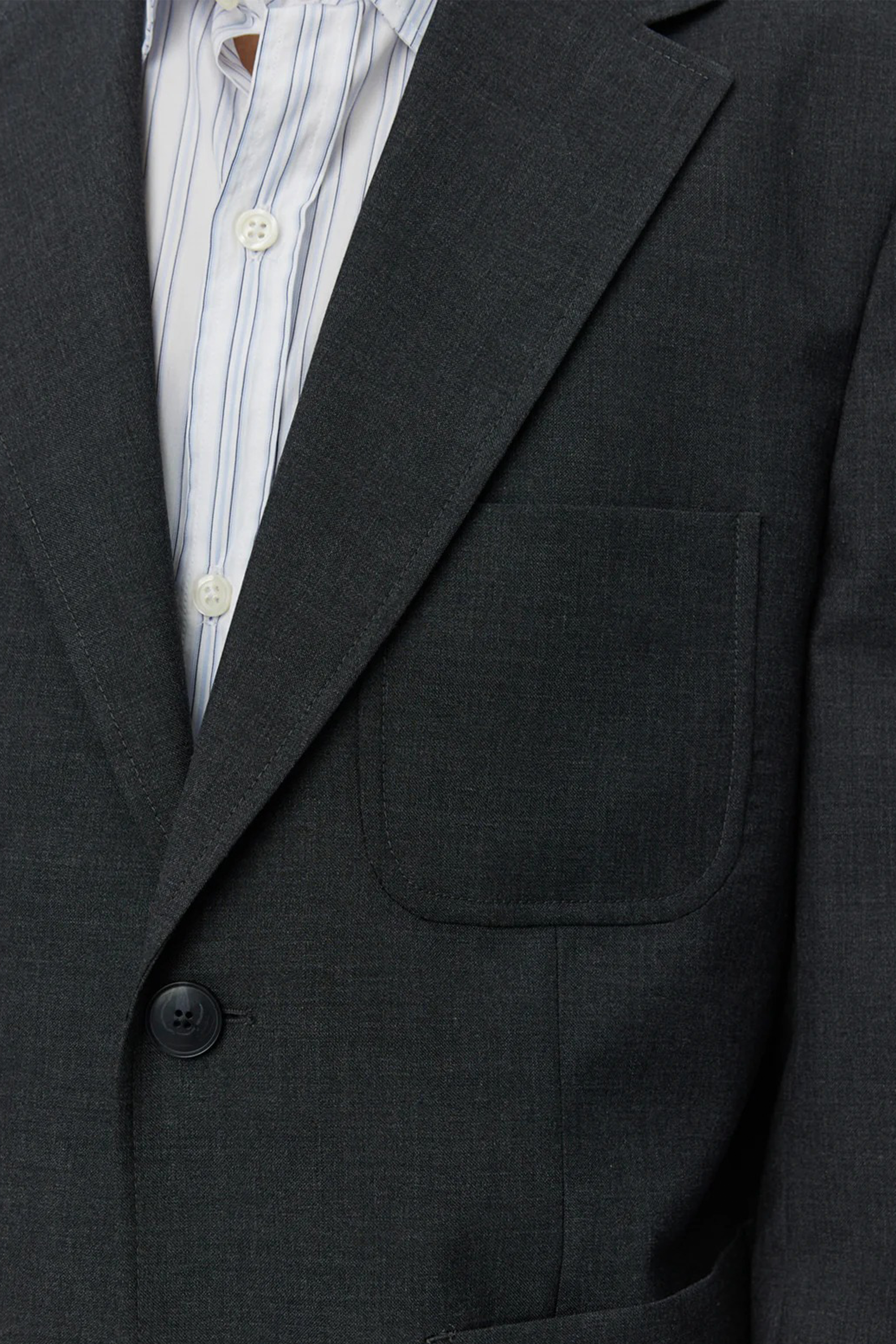 Patch Pocket Blazer Grey Worsted Wool