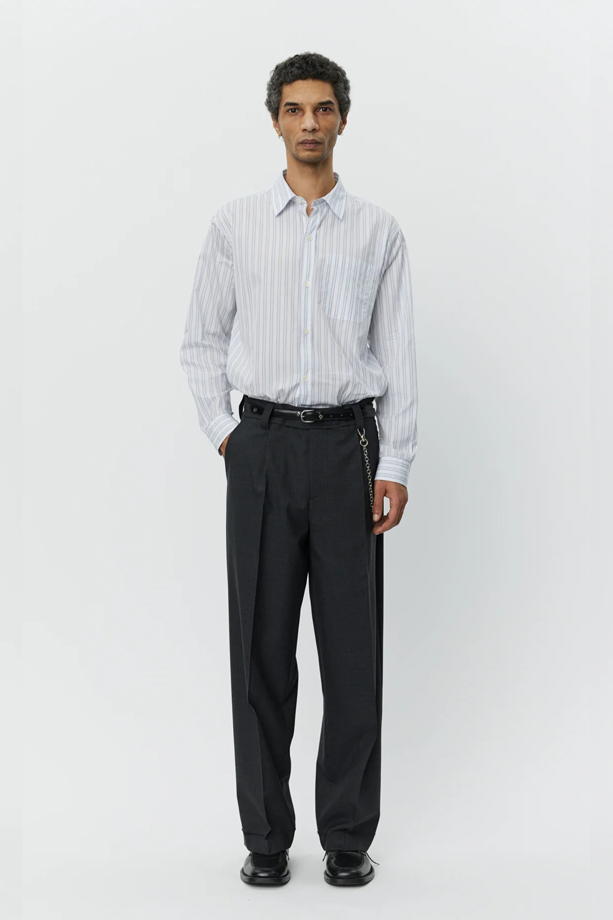 Patch Trousers Grey Worsted Wool_1