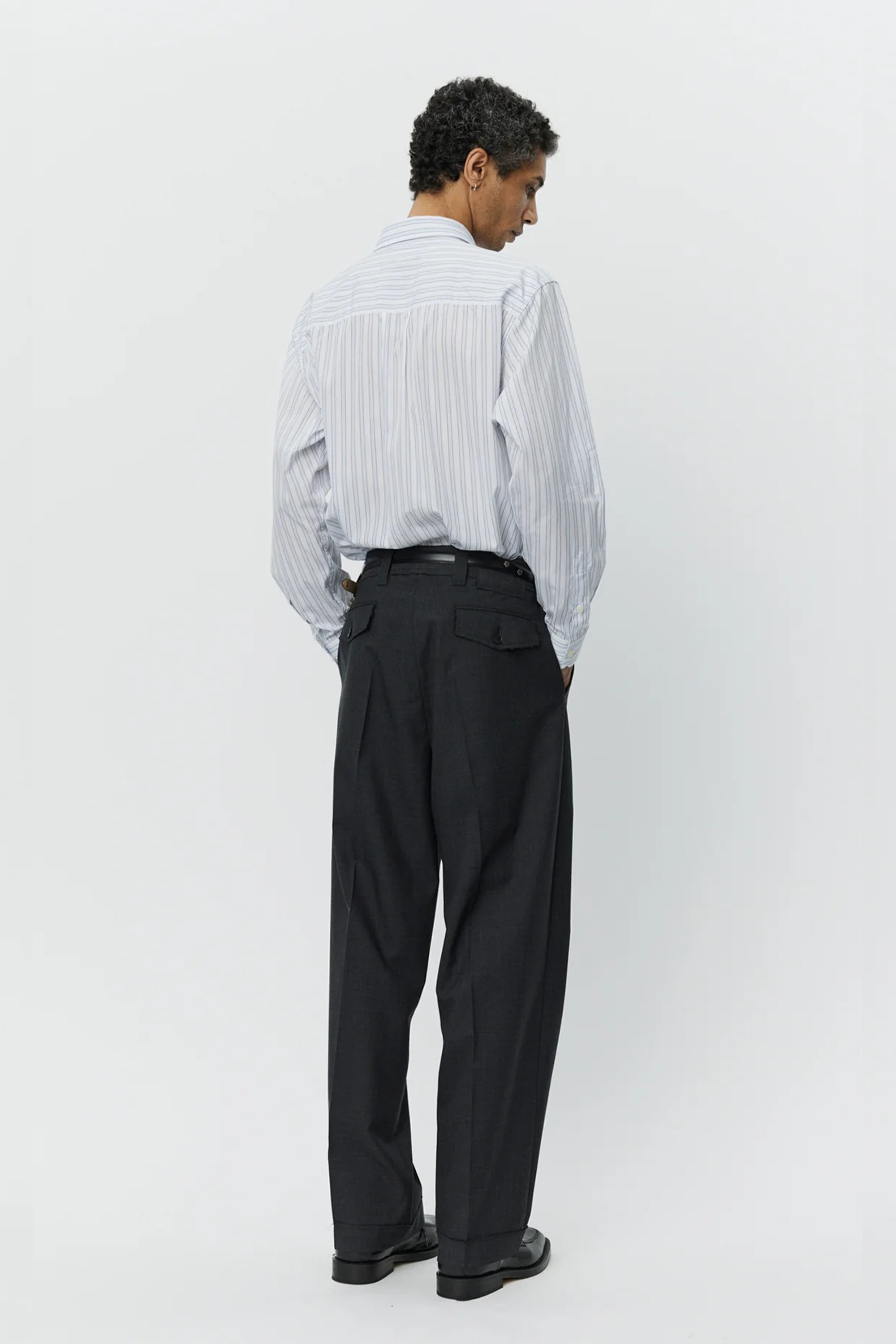 Patch Trousers Grey Worsted Wool