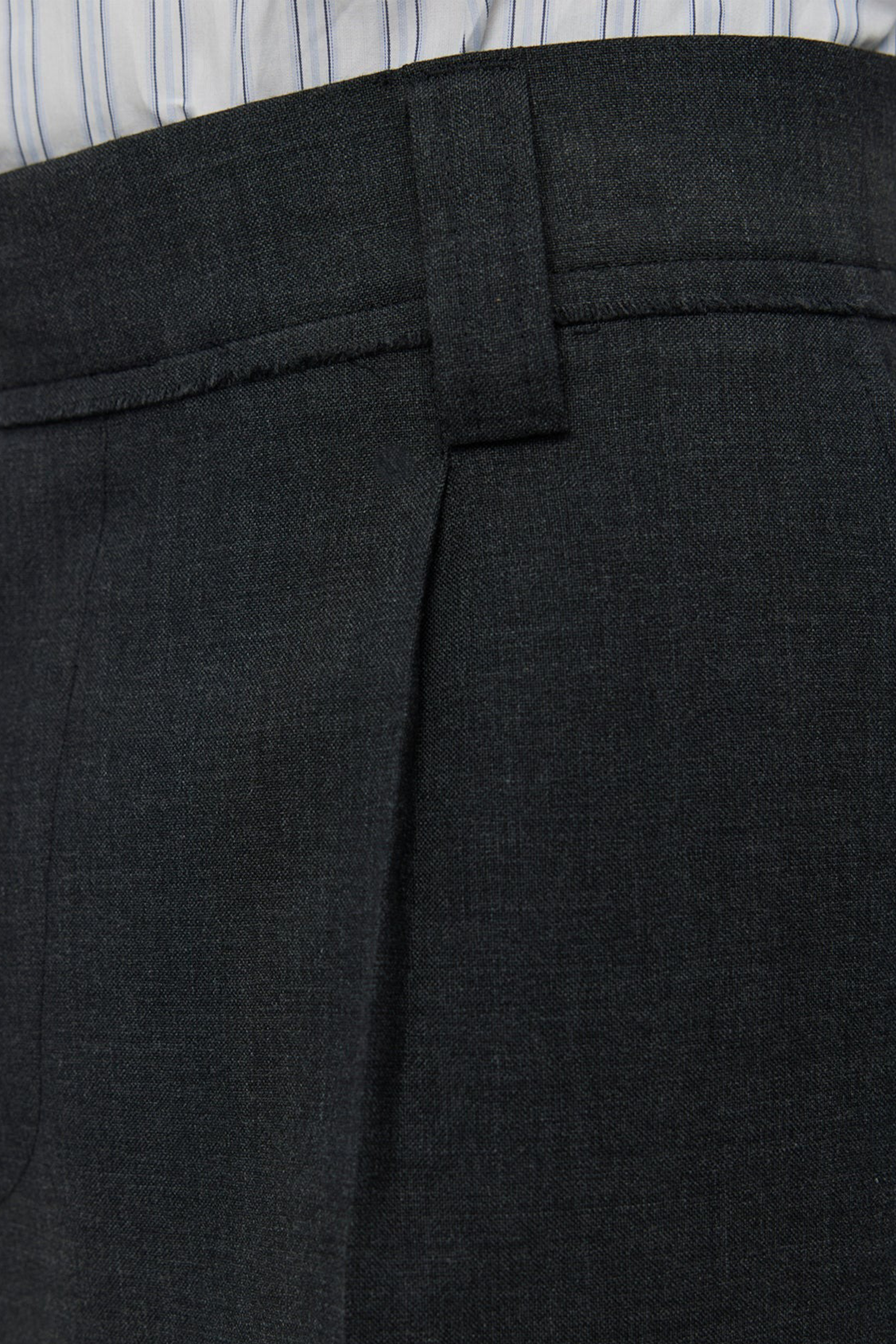 Patch Trousers Grey Worsted Wool