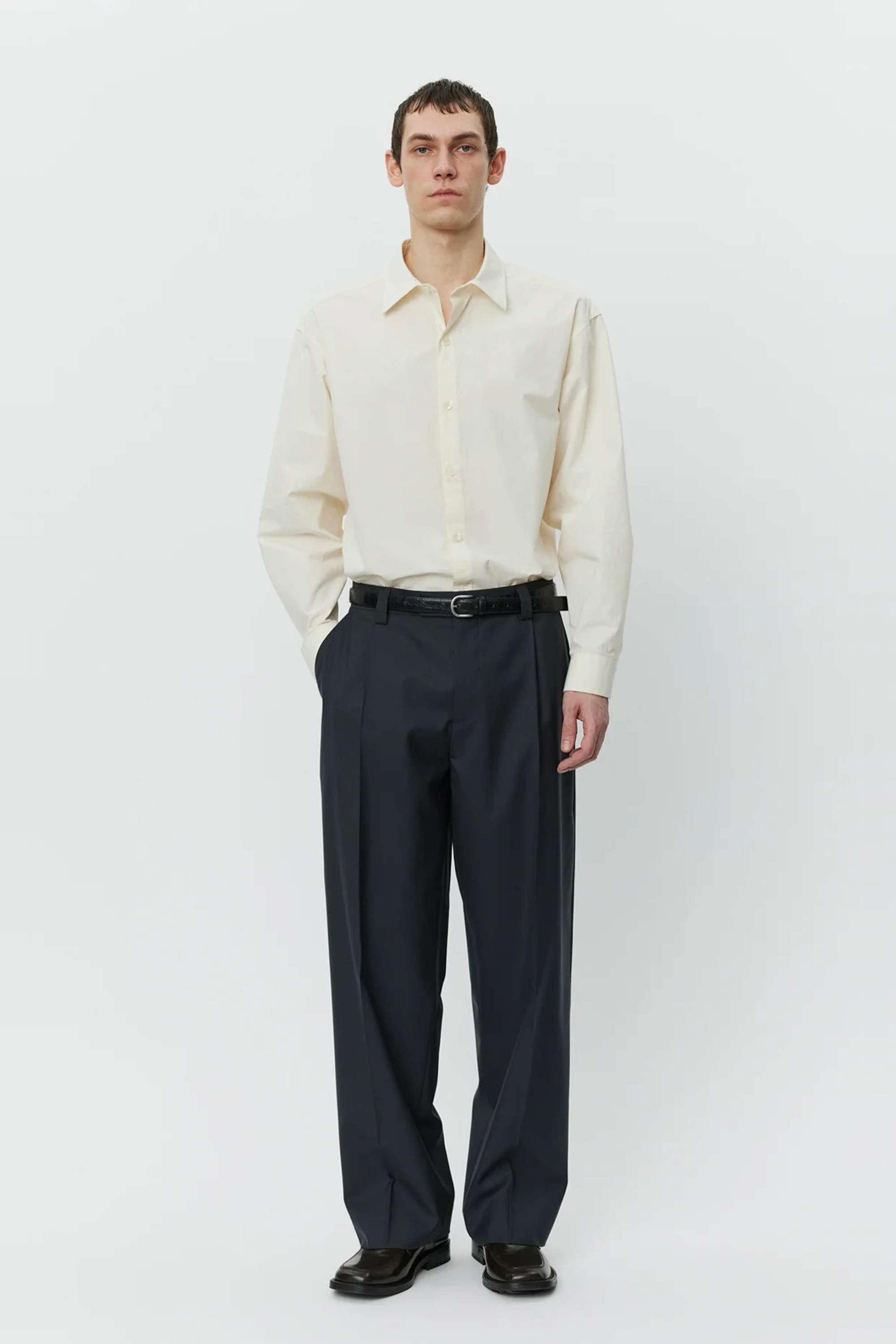 Service Trousers Solid Grey Wool_1