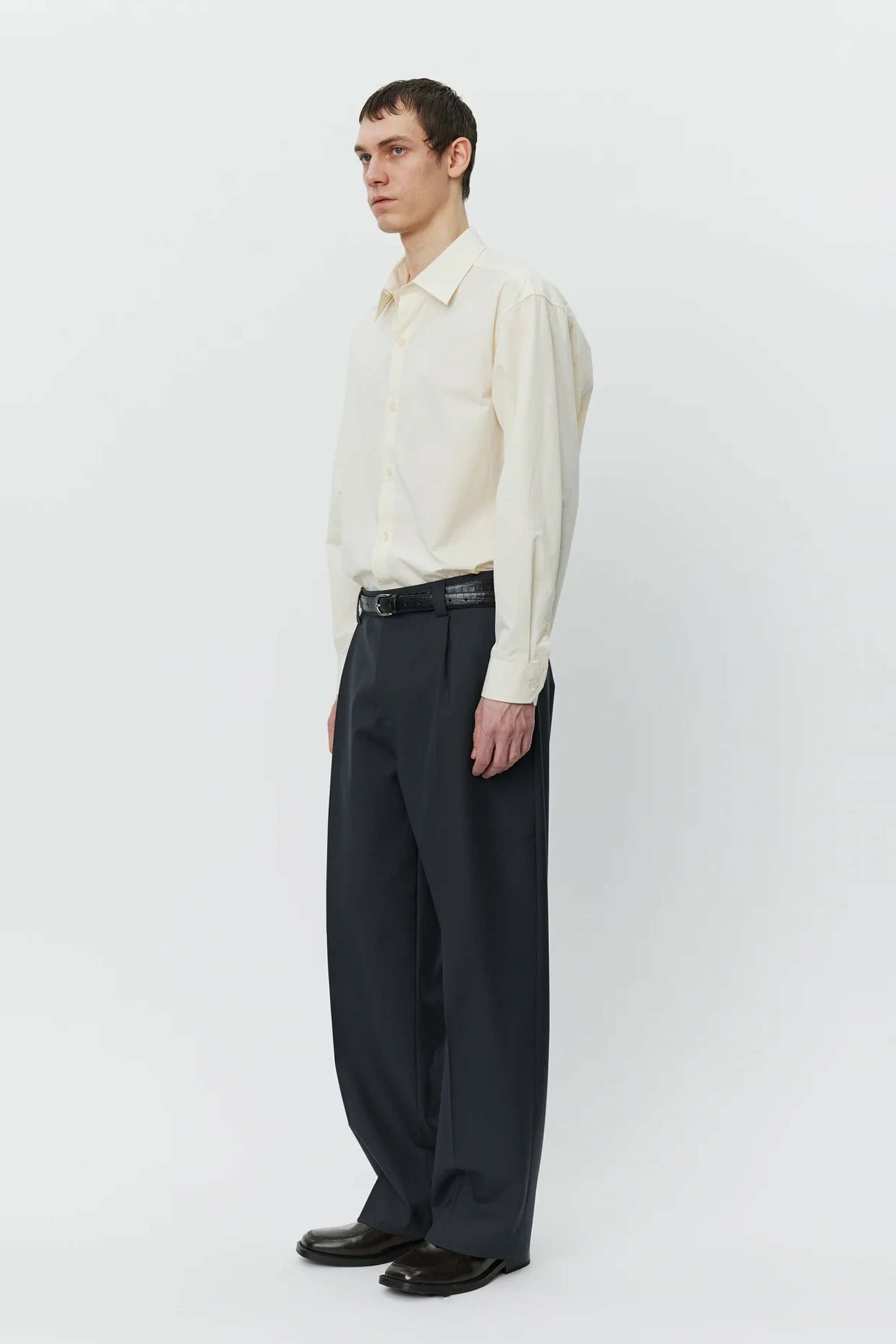 Service Trousers Solid Grey Wool
