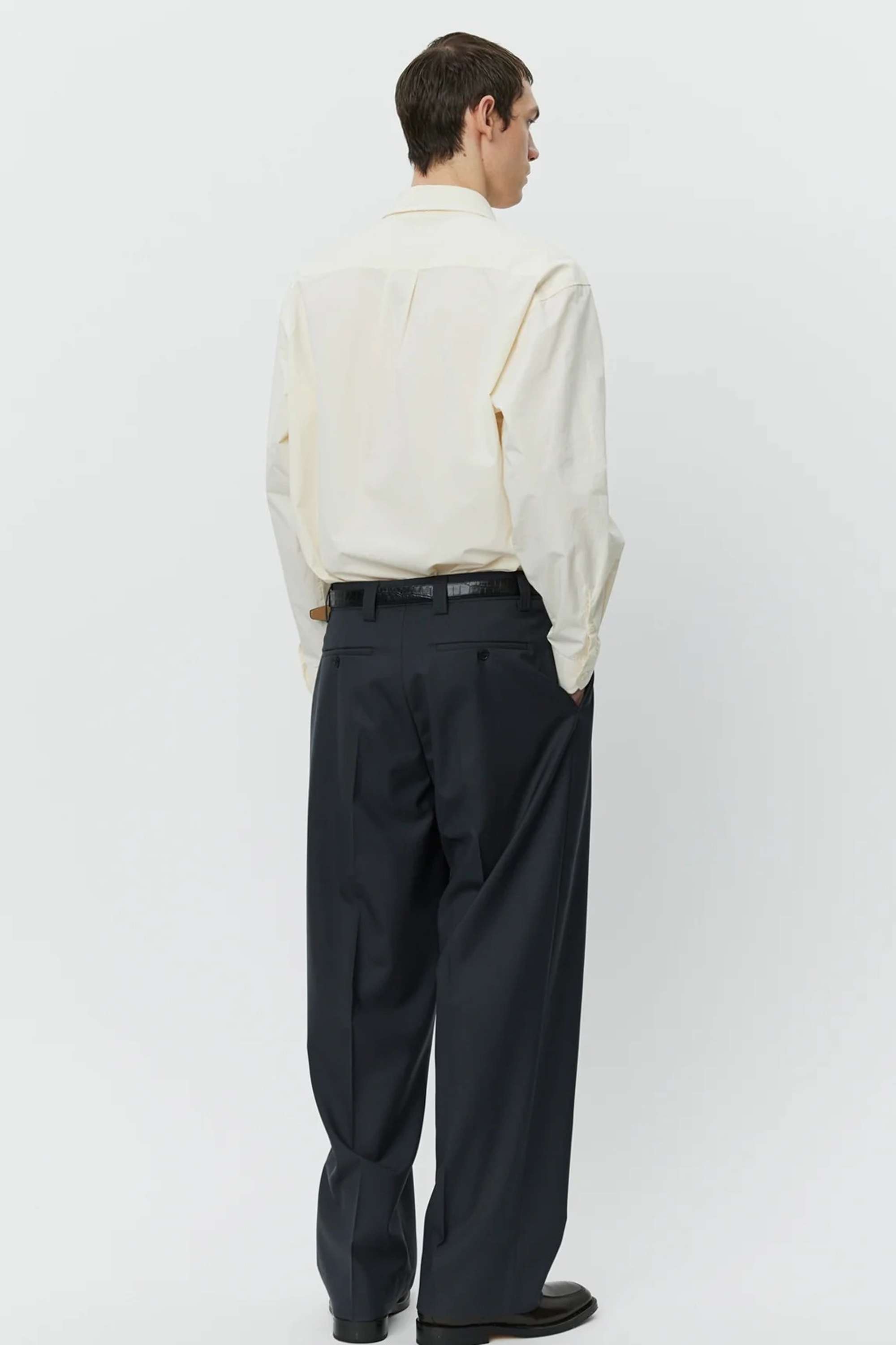 Service Trousers Solid Grey Wool