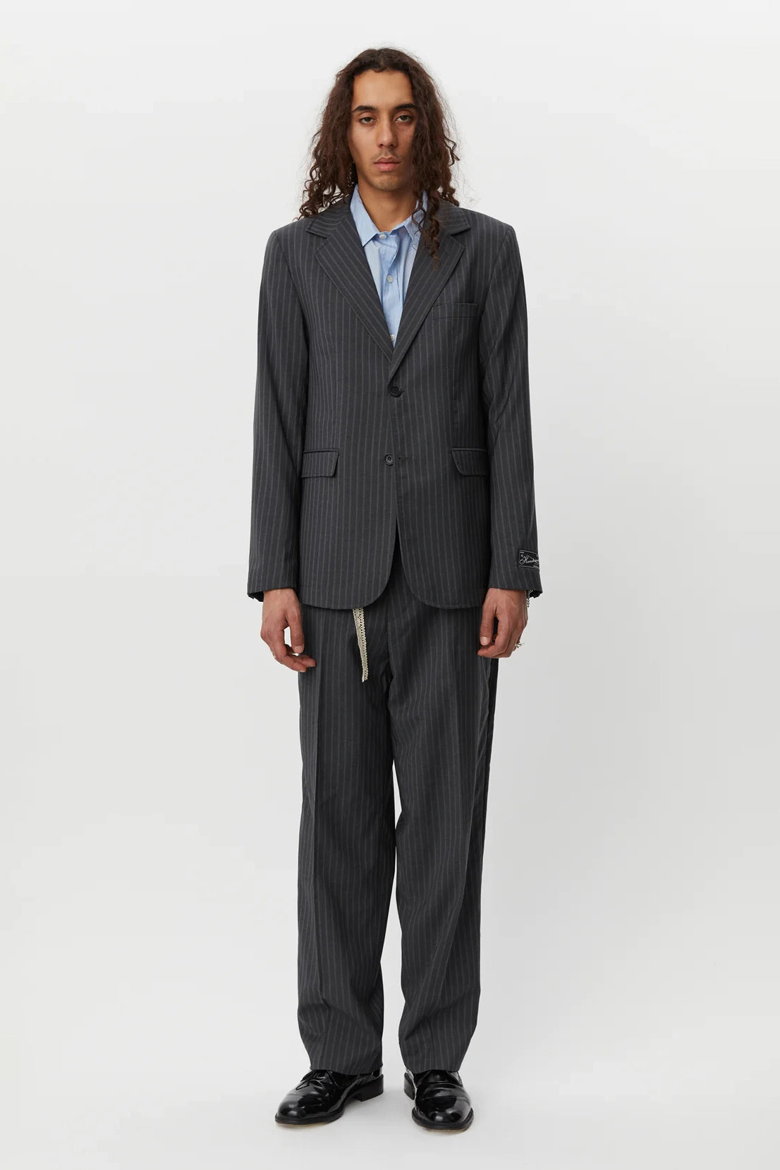 Single Breasted Blazer Grey Pintripe_1