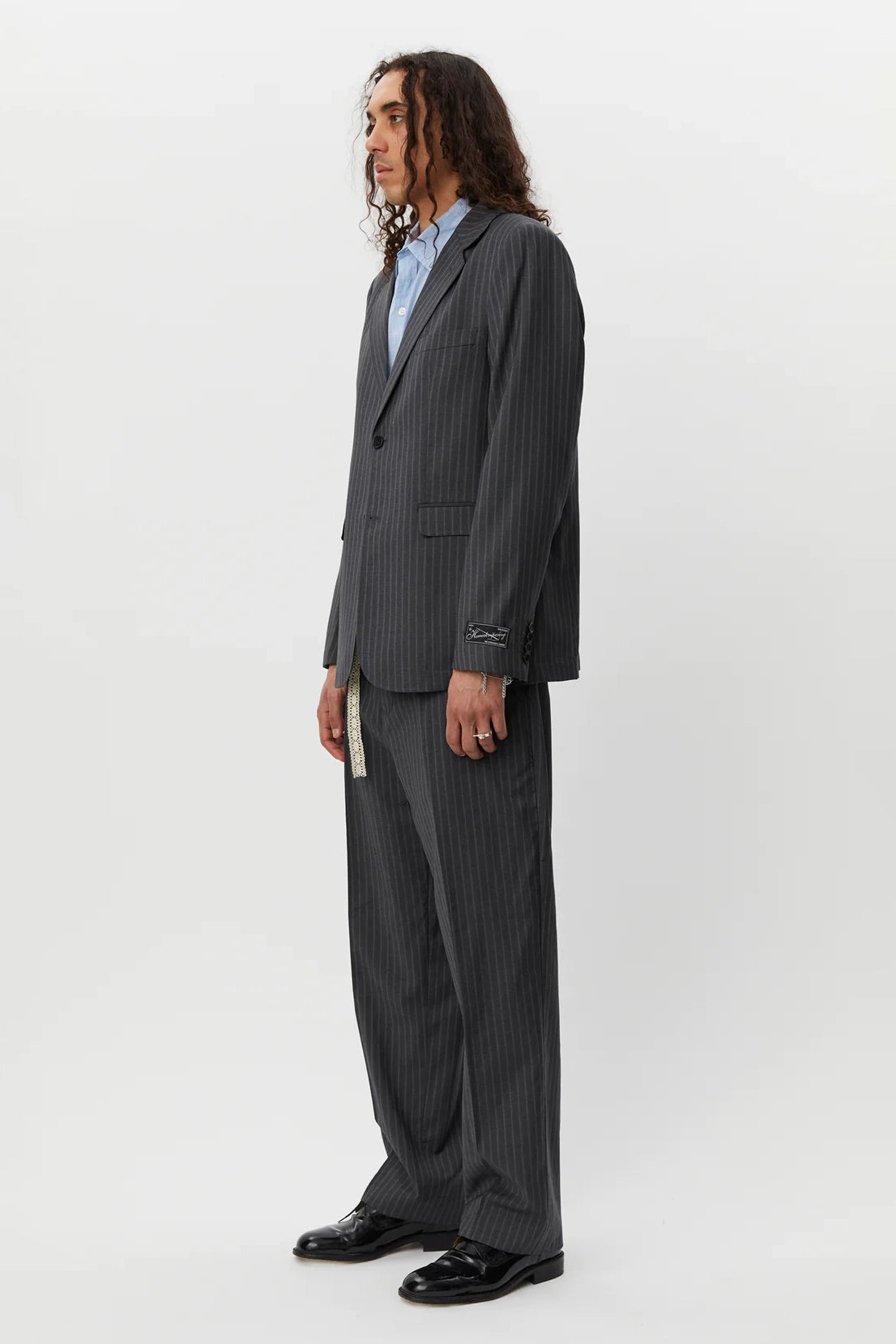 Single Breasted Blazer Grey Pintripe