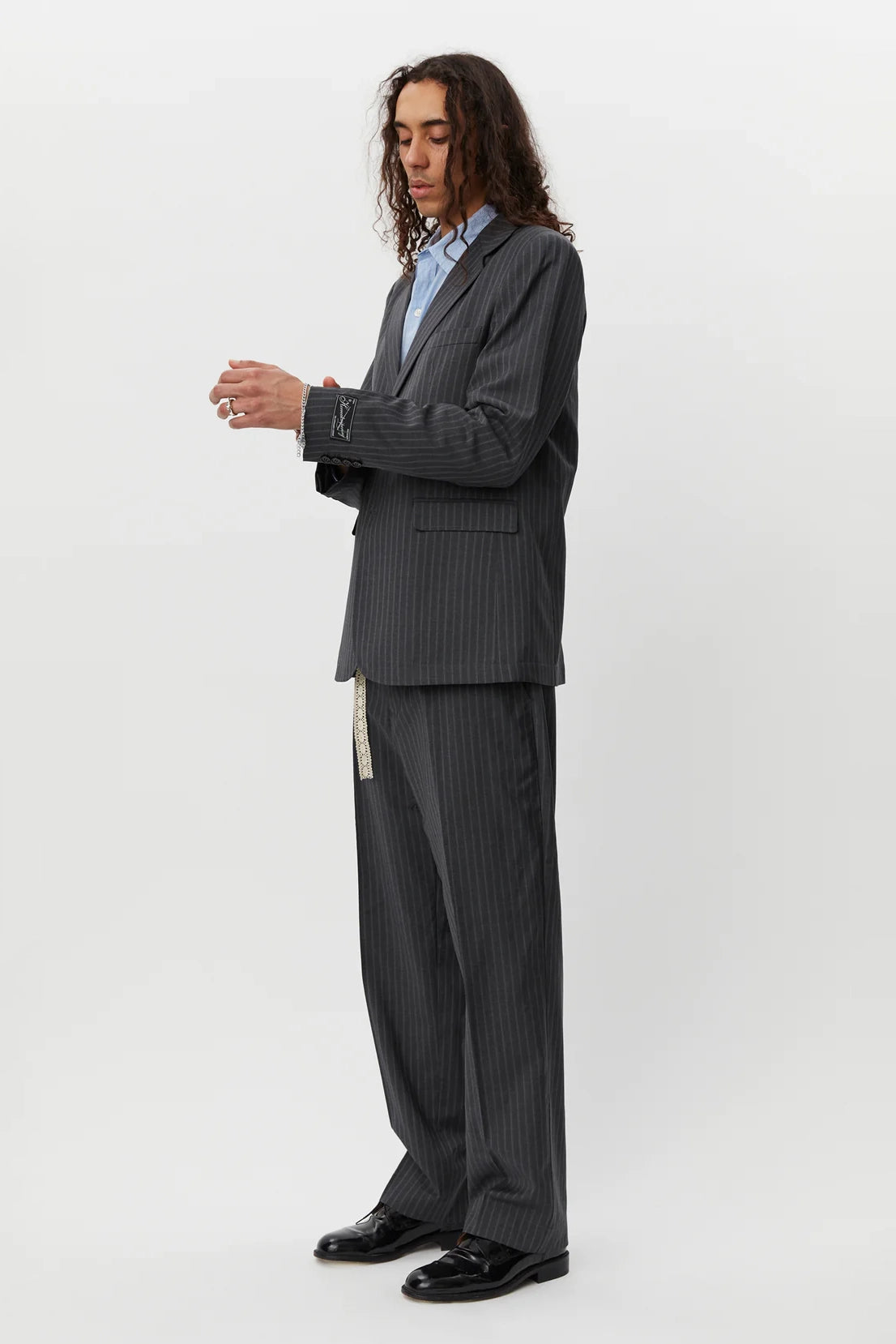 Single Breasted Blazer Grey Pintripe