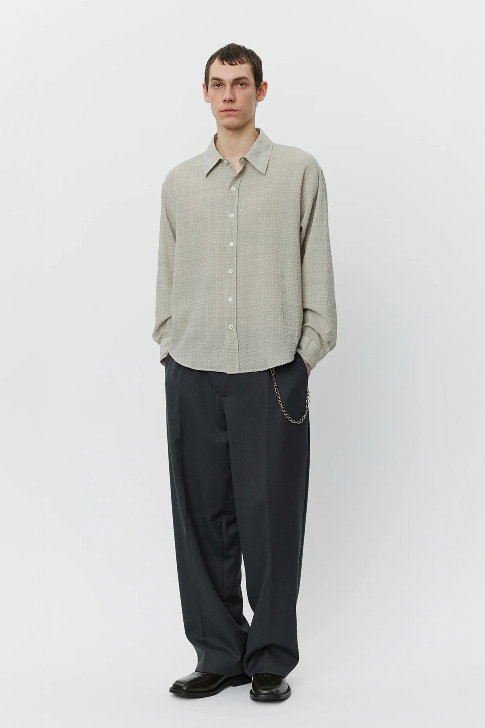 Vacation Shirt Chalk Seersucker Check