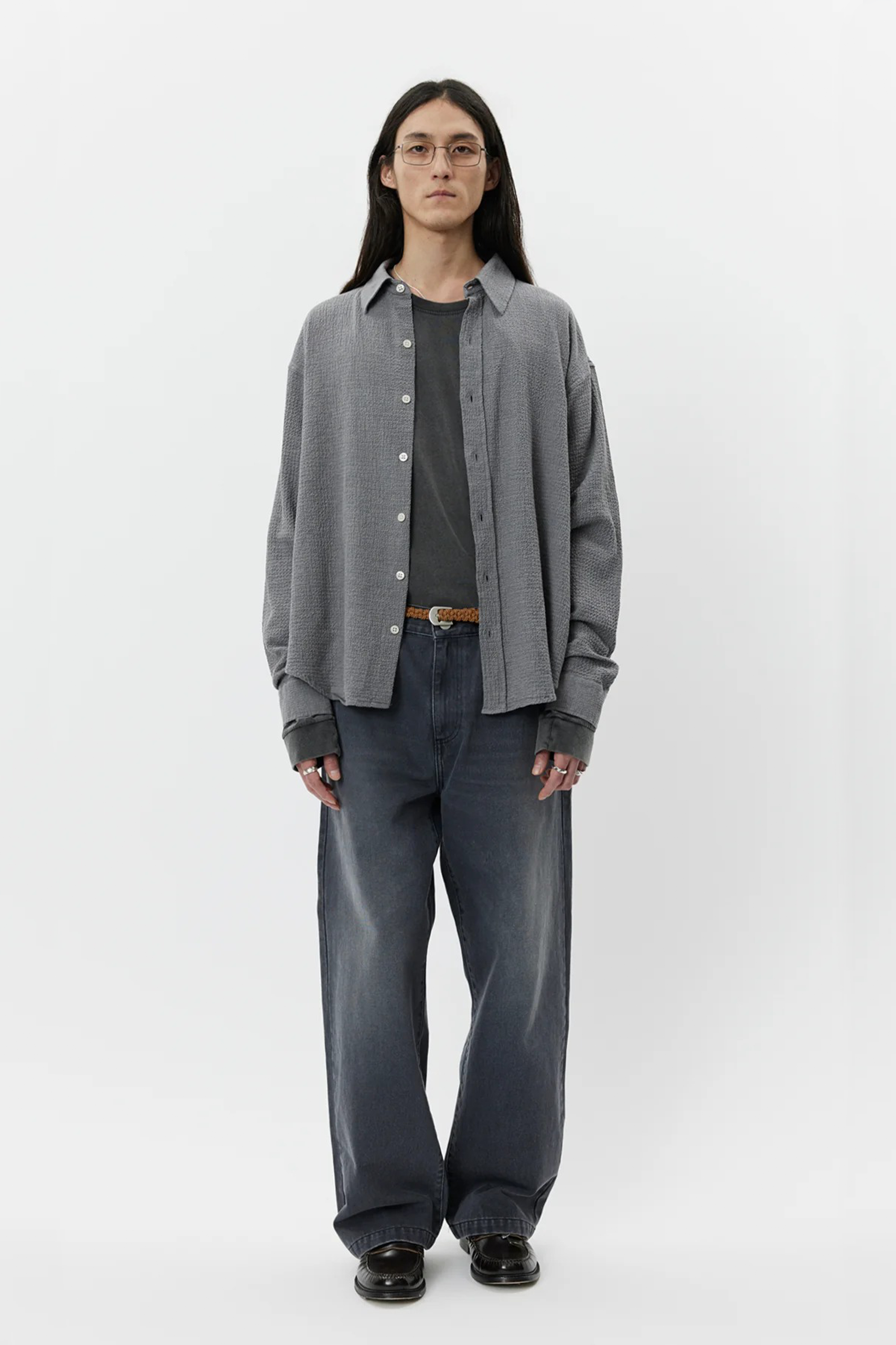 Vacation Shirt Pavement Grey Seersucker