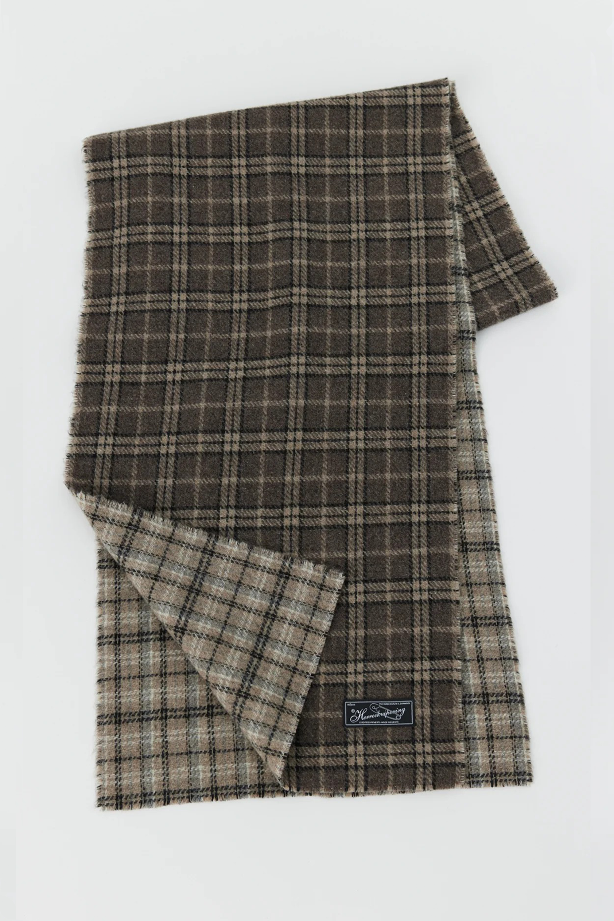 Wool Scarf Brown Double Faced Check