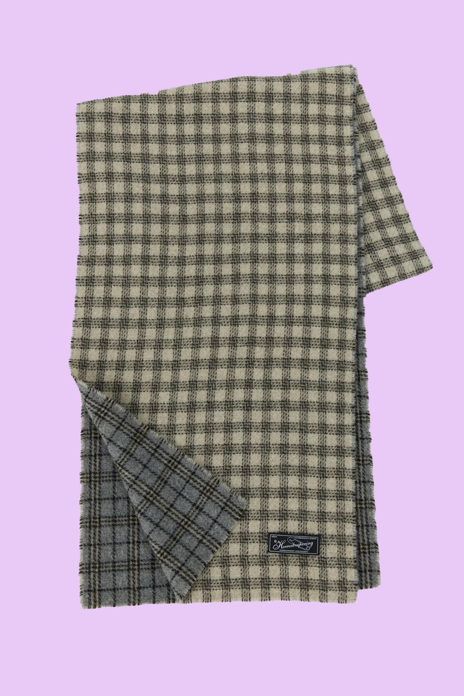 Wool Scarf Grey Double Faced Check
