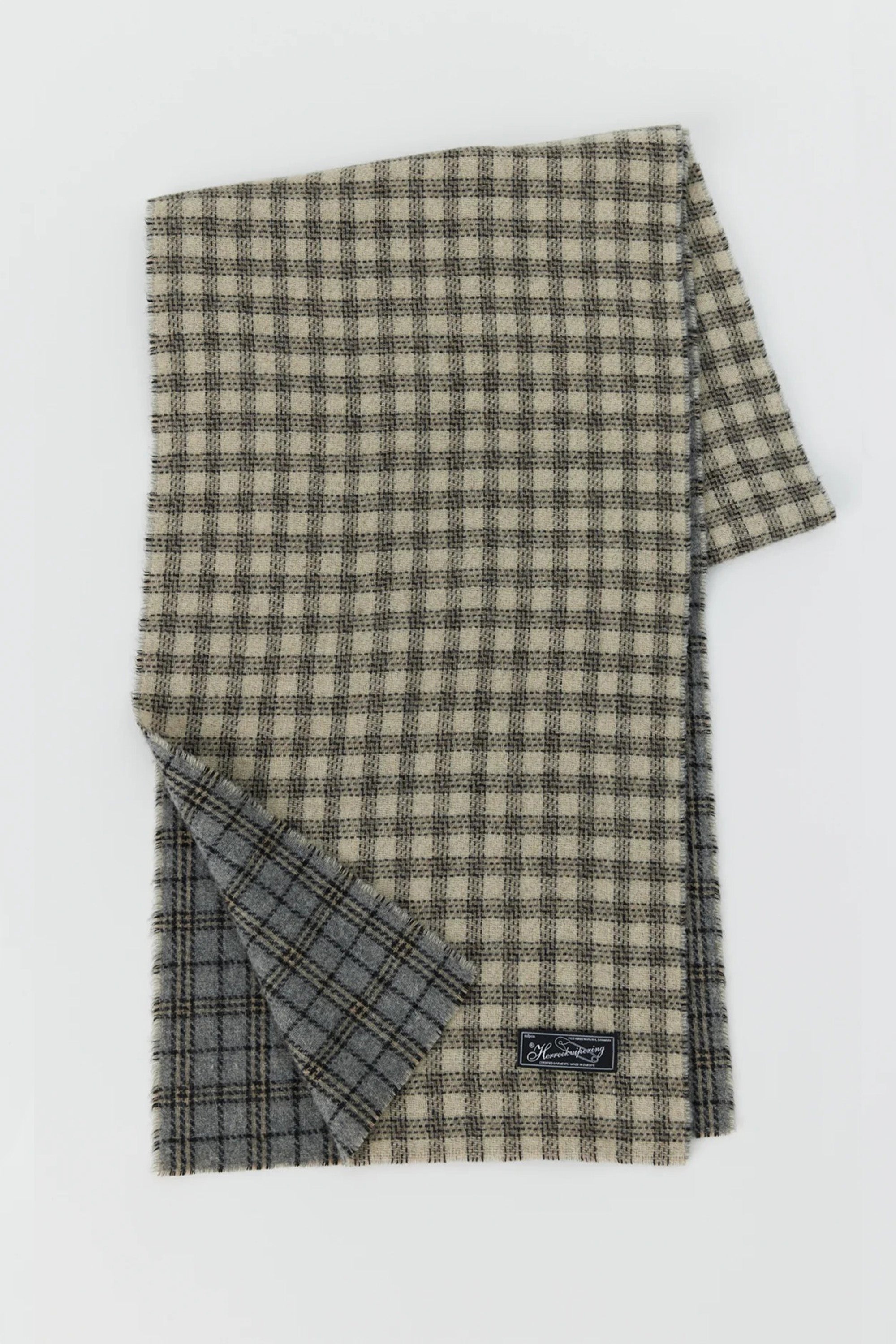 Wool Scarf Grey Double Faced Check_1