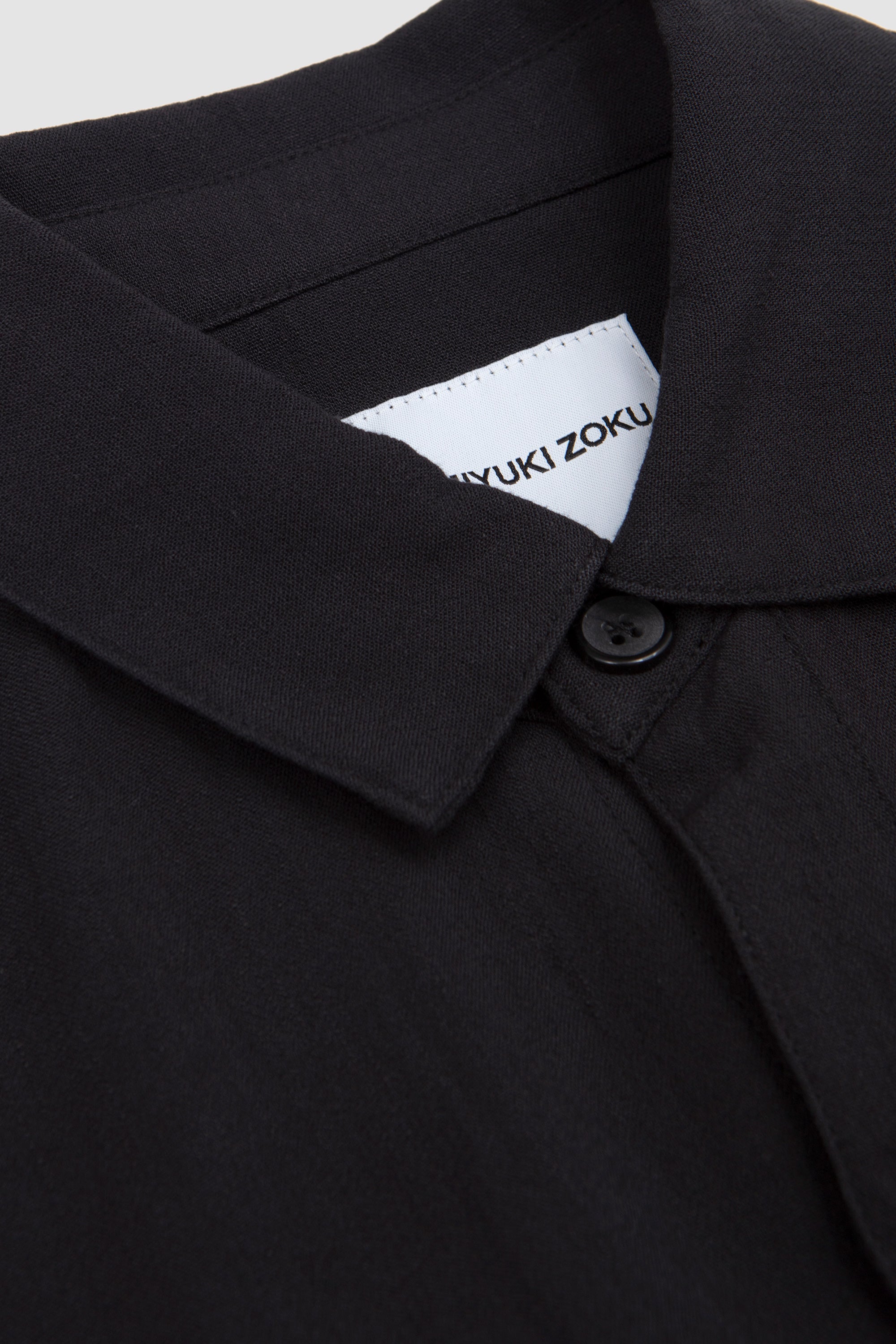 Drape Slub Box Dress Shirt Black