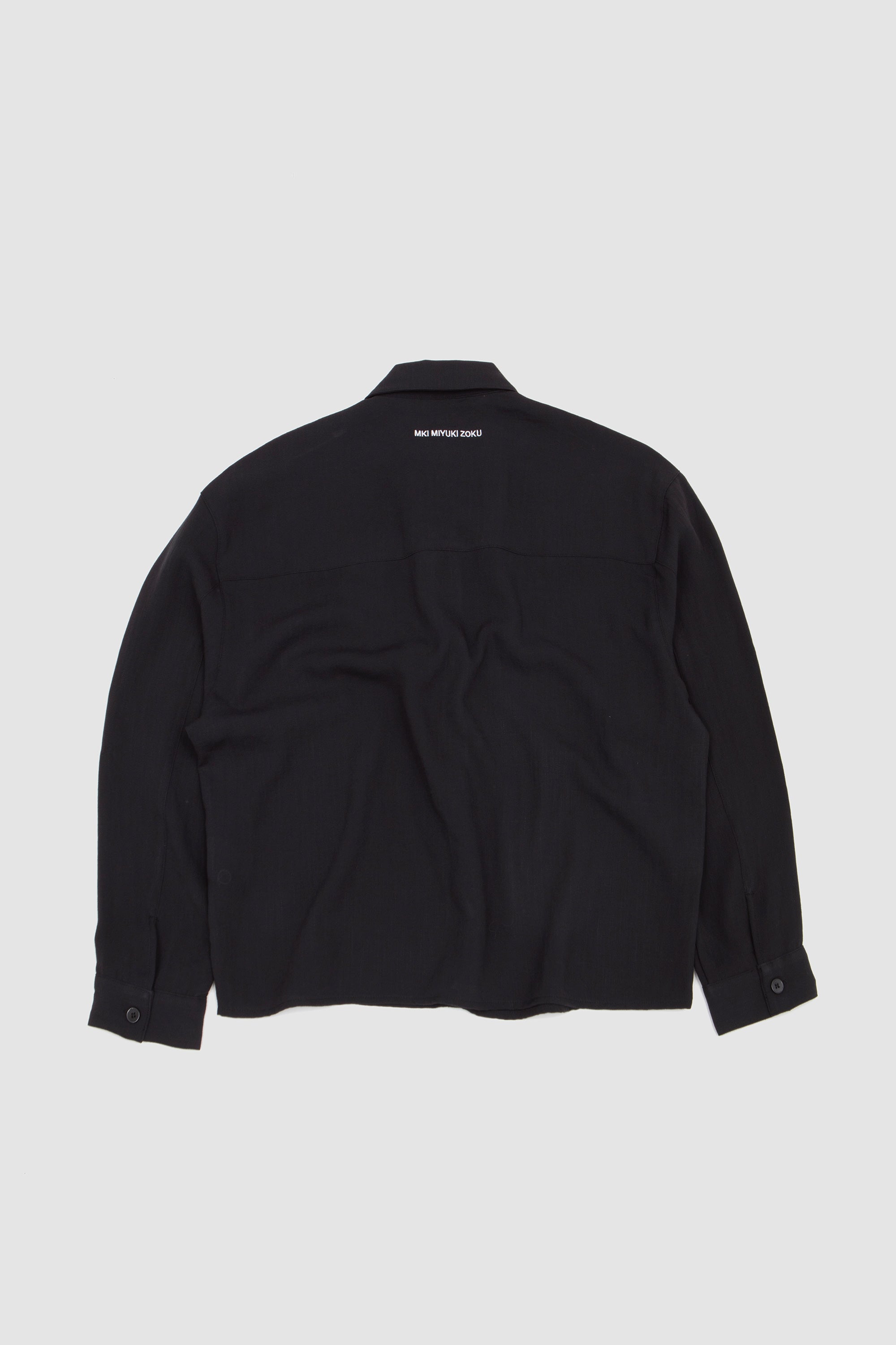 Drape Slub Box Dress Shirt Black_4