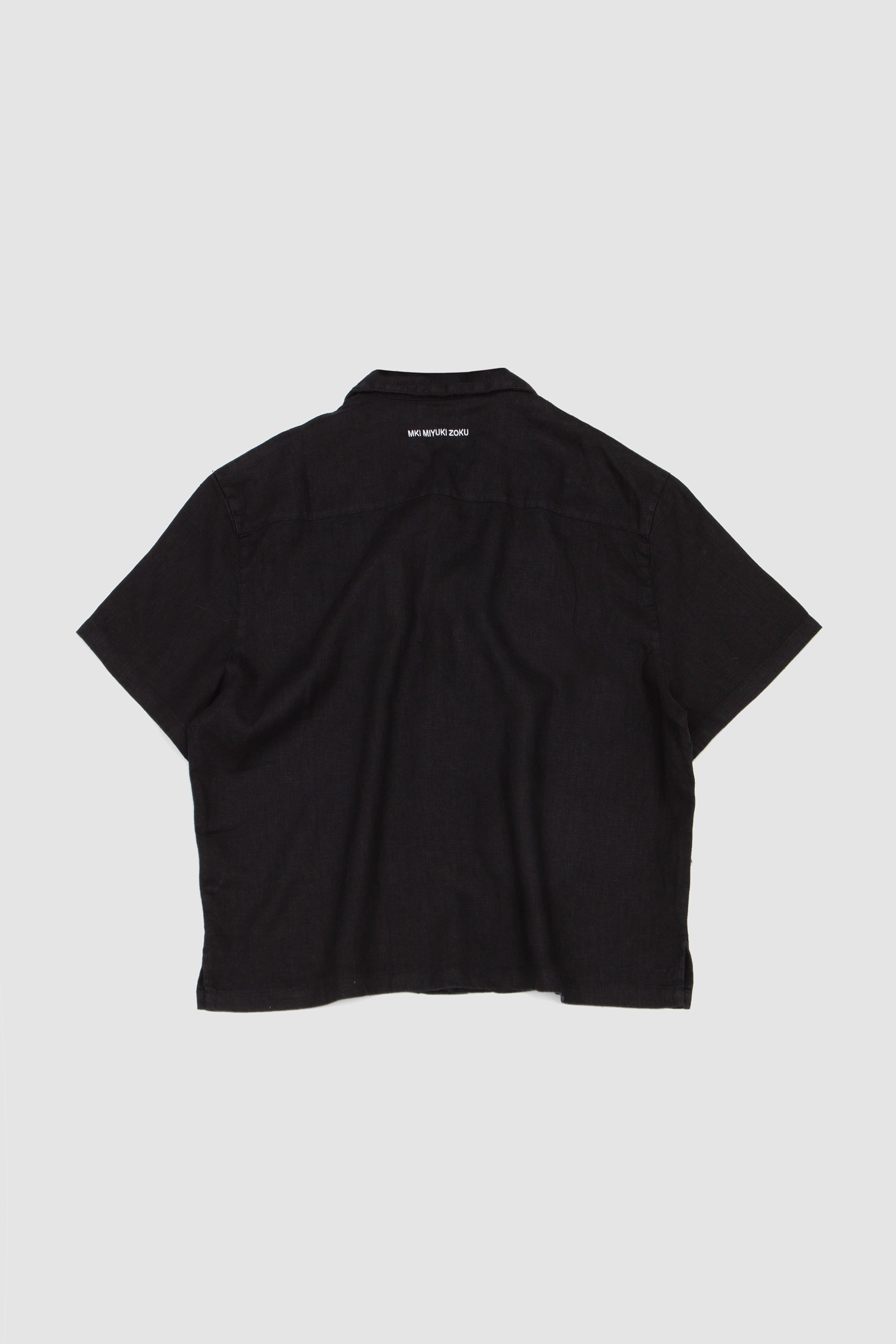 Linen Box Dress Shirt Black_4