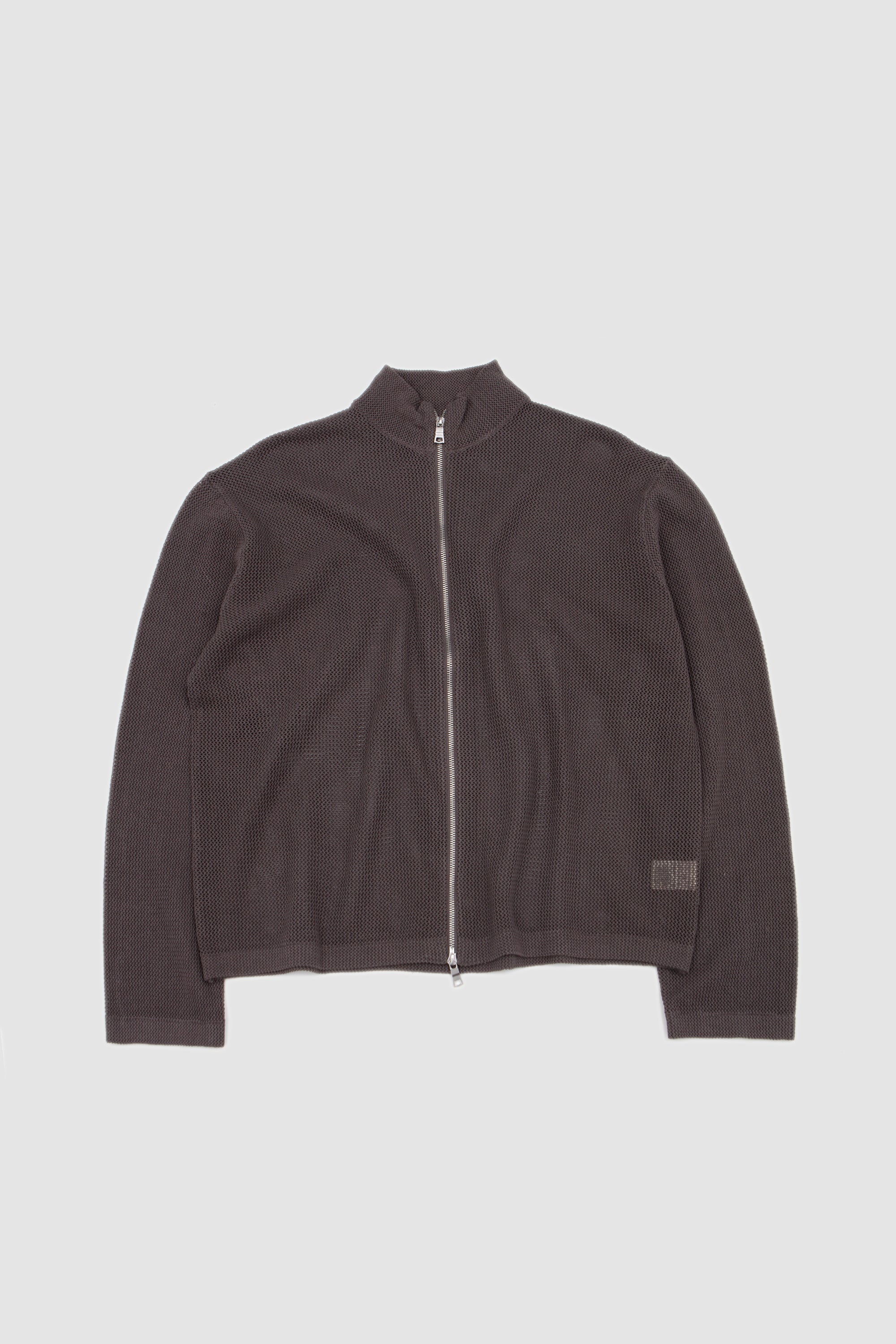 Linen Loose Knit Track Jacket Espresso