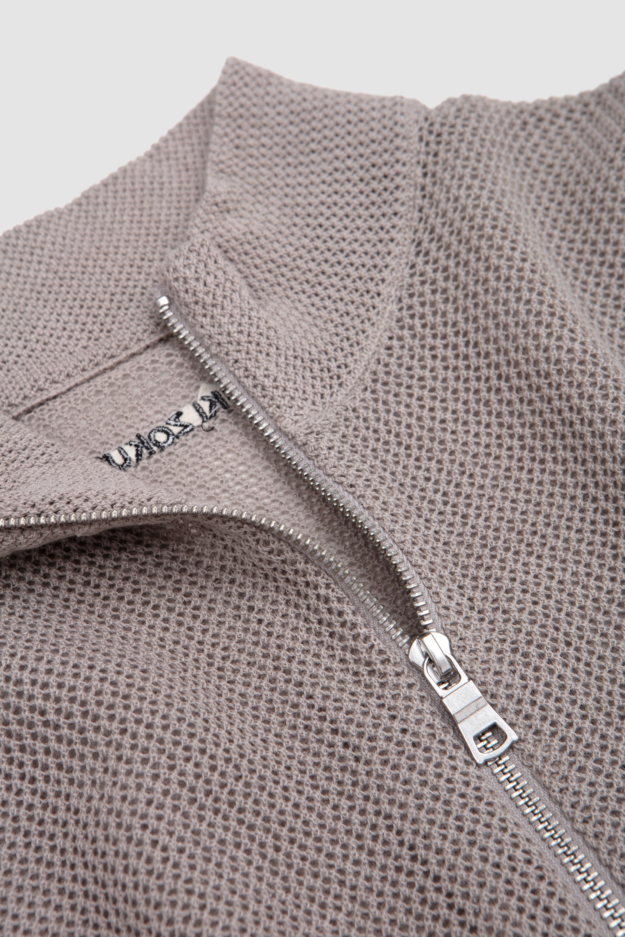Linen Loose Knit Track Jacket Taupe